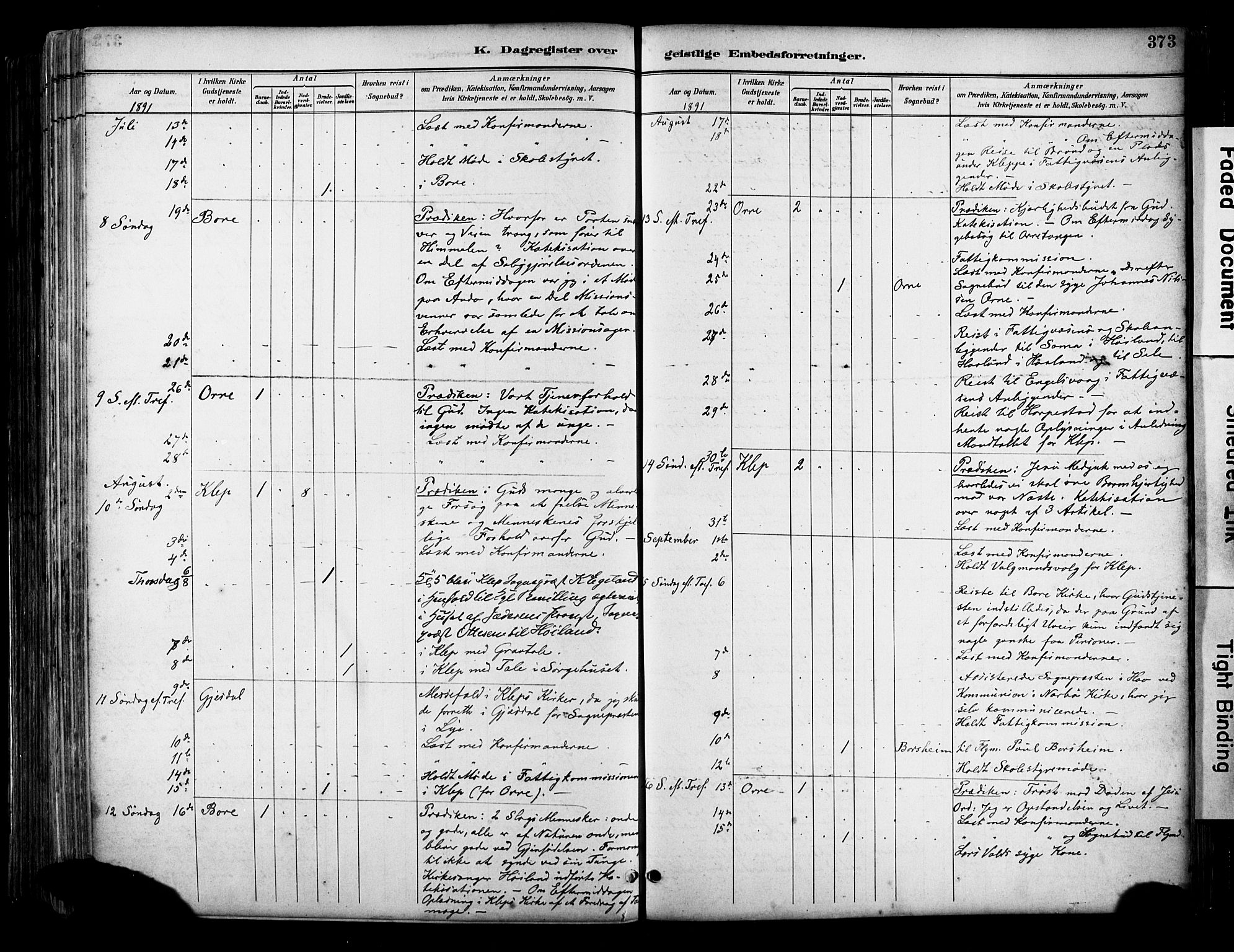 Klepp sokneprestkontor, AV/SAST-A-101803/001/3/30BA/L0009: Parish register (official) no. A 7, 1886-1915, p. 373