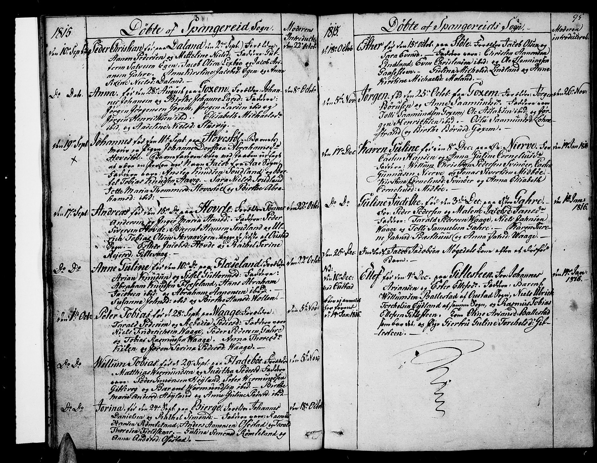 Sør-Audnedal sokneprestkontor, SAK/1111-0039/F/Fa/Fab/L0004: Parish register (official) no. A 4 /2, 1805-1815, p. 95