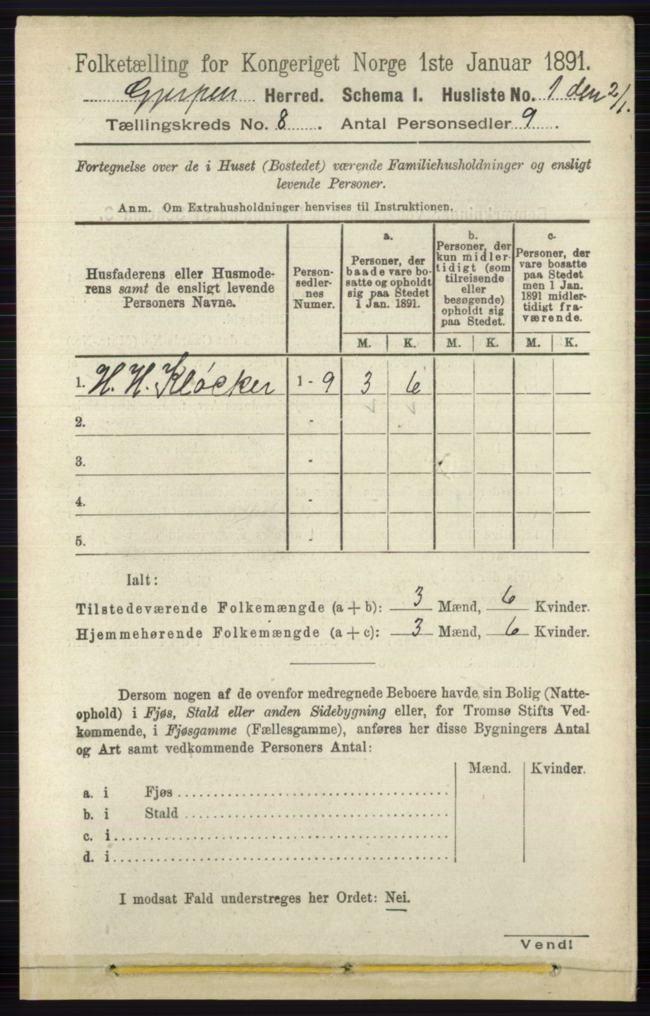 RA, 1891 census for 0812 Gjerpen, 1891, p. 3893