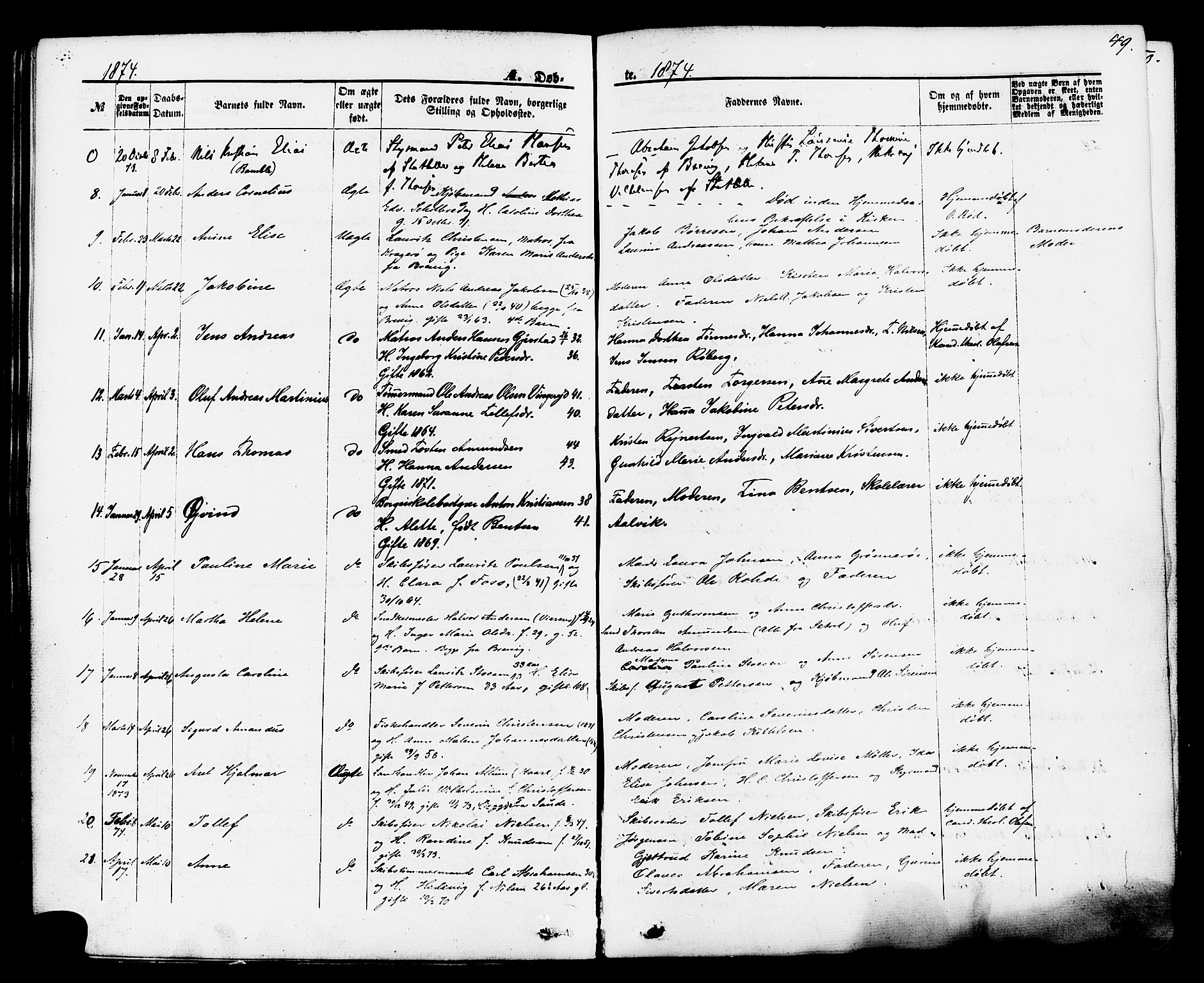 Brevik kirkebøker, SAKO/A-255/F/Fa/L0006: Parish register (official) no. 6, 1866-1881, p. 49