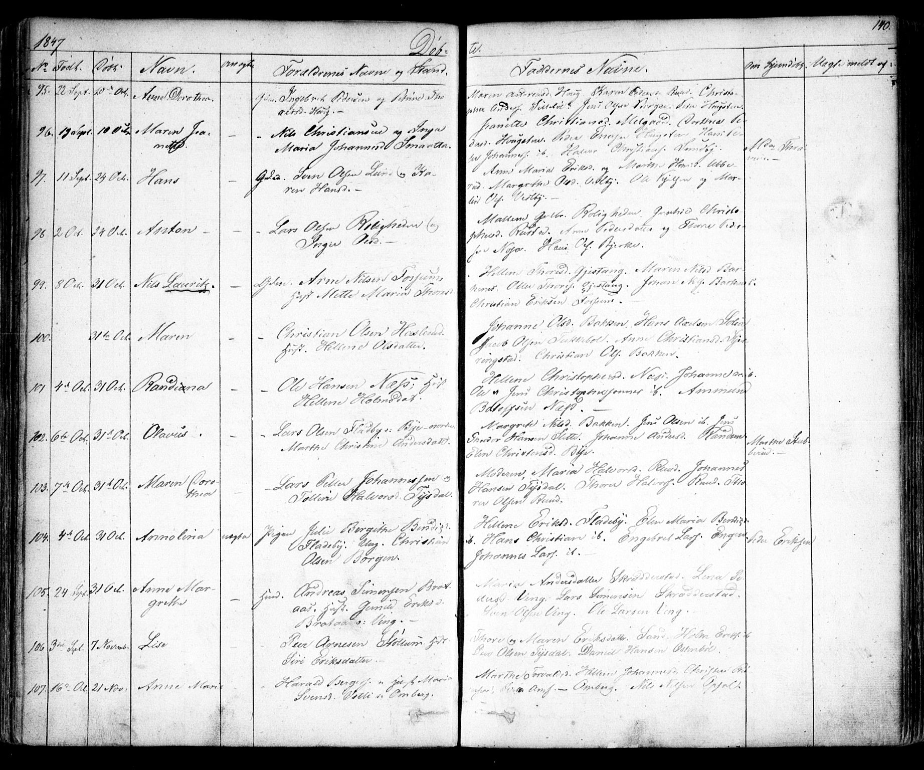 Enebakk prestekontor Kirkebøker, SAO/A-10171c/F/Fa/L0009: Parish register (official) no. I 9, 1832-1861, p. 140