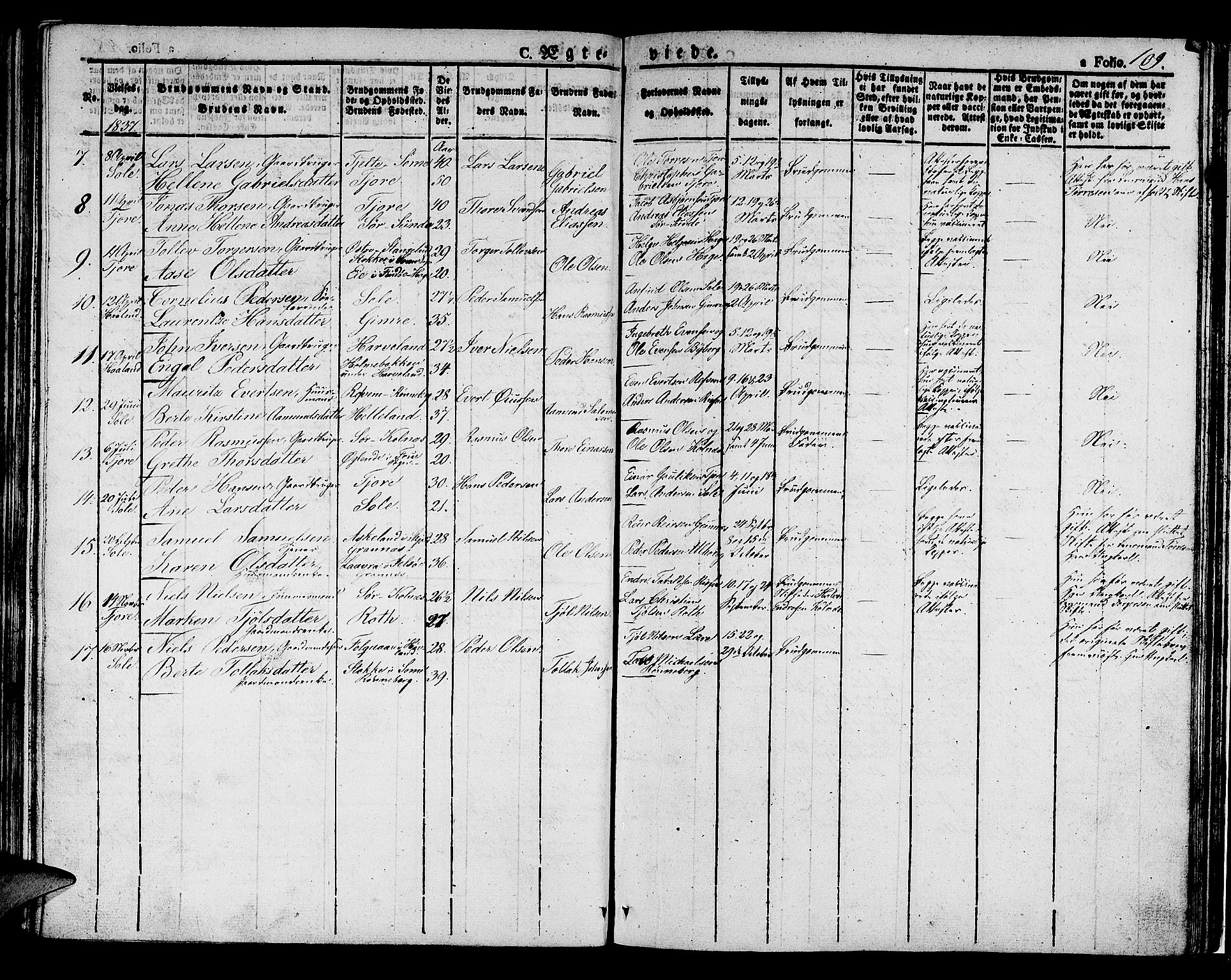 Håland sokneprestkontor, AV/SAST-A-101802/001/30BA/L0005: Parish register (official) no. A 5, 1829-1841, p. 109