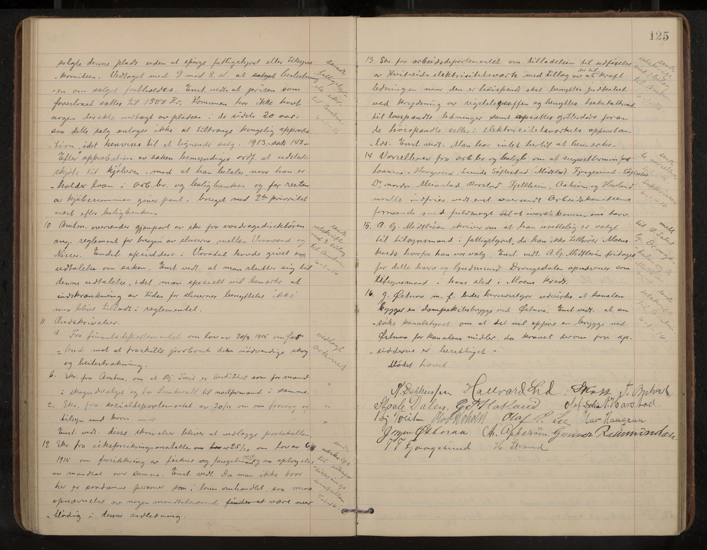 Kviteseid formannskap og sentraladministrasjon, IKAK/0829021/A/Aa/L0005: Møtebok, 1911-1918, p. 125