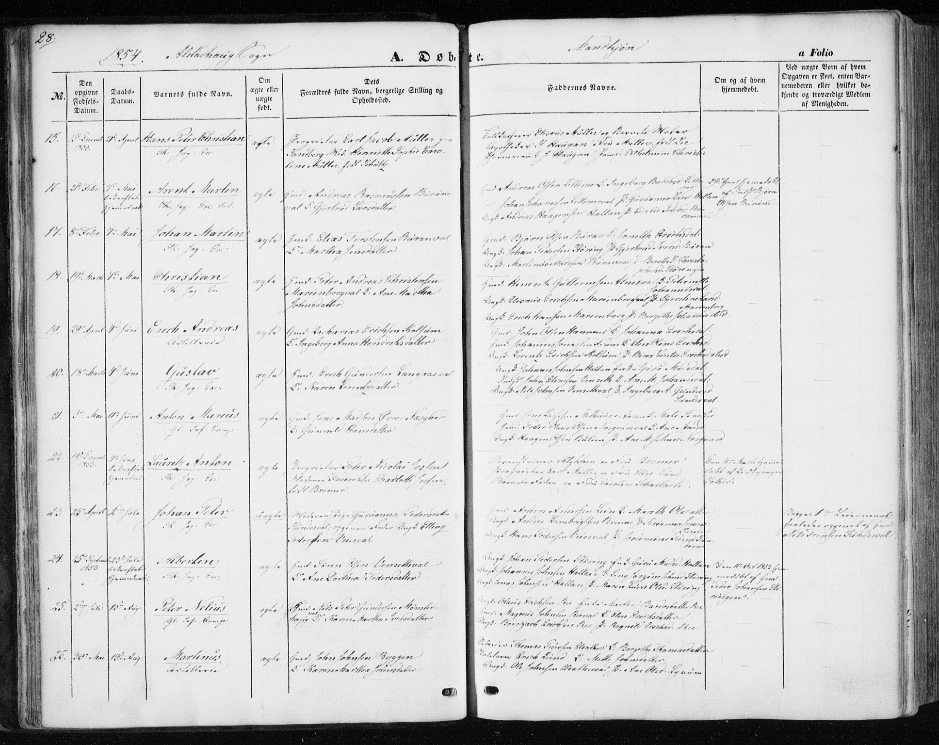 Ministerialprotokoller, klokkerbøker og fødselsregistre - Nord-Trøndelag, AV/SAT-A-1458/717/L0154: Parish register (official) no. 717A07 /1, 1850-1862, p. 28