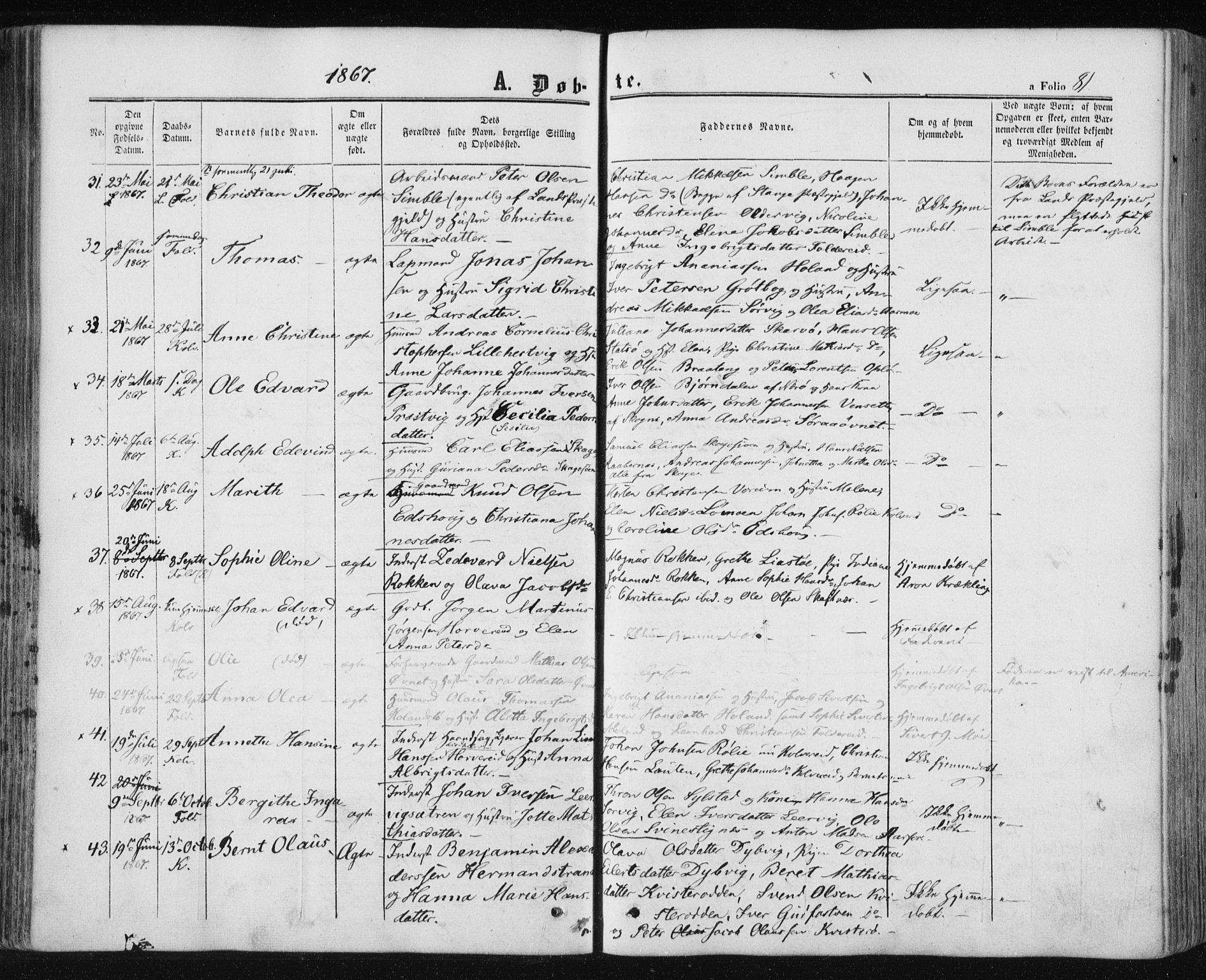 Ministerialprotokoller, klokkerbøker og fødselsregistre - Nord-Trøndelag, AV/SAT-A-1458/780/L0641: Parish register (official) no. 780A06, 1857-1874, p. 81