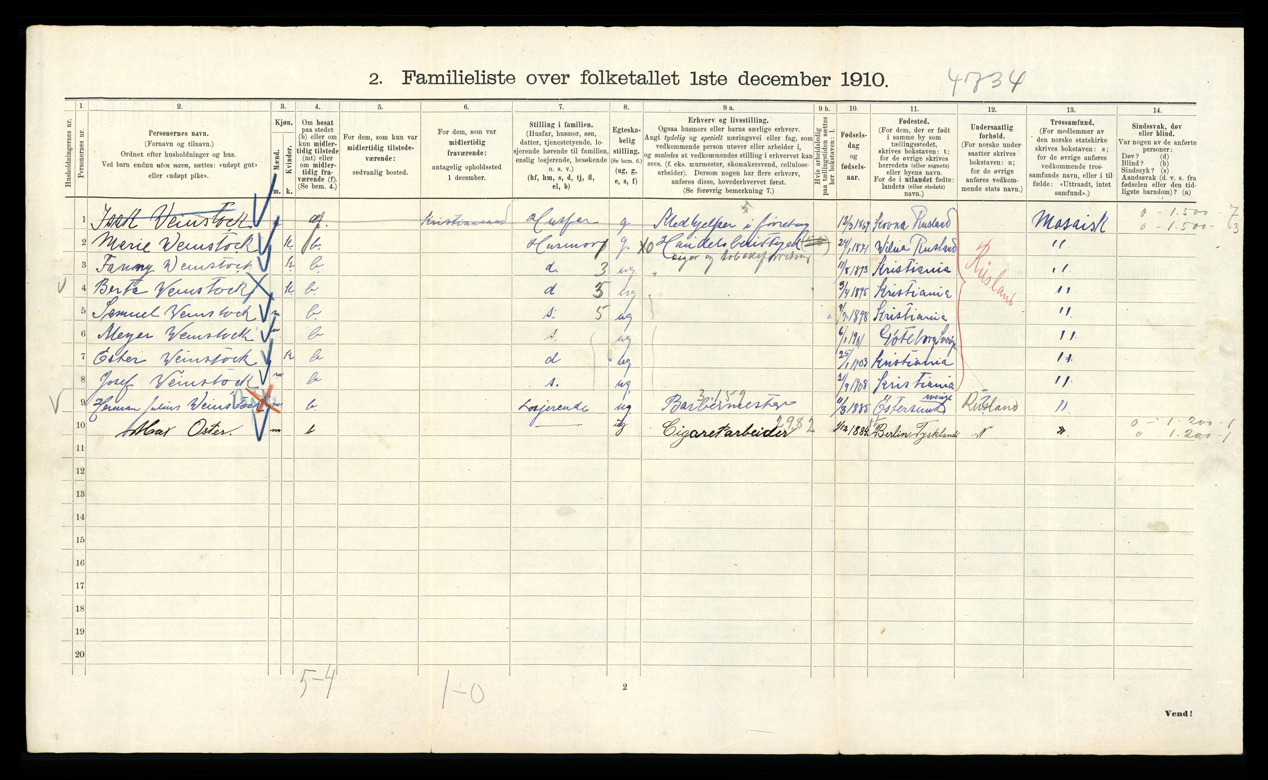 RA, 1910 census for Kristiania, 1910, p. 75178