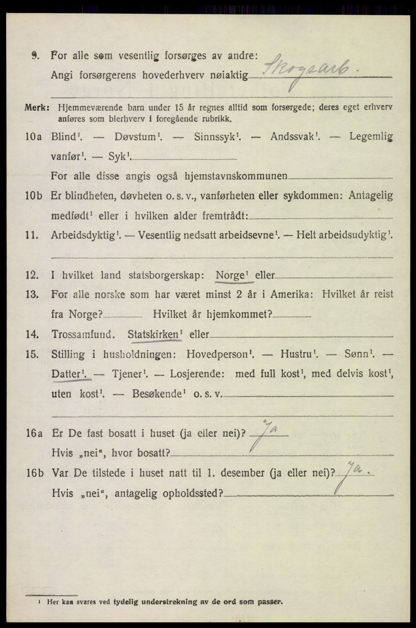 SAH, 1920 census for Stange, 1920, p. 14596