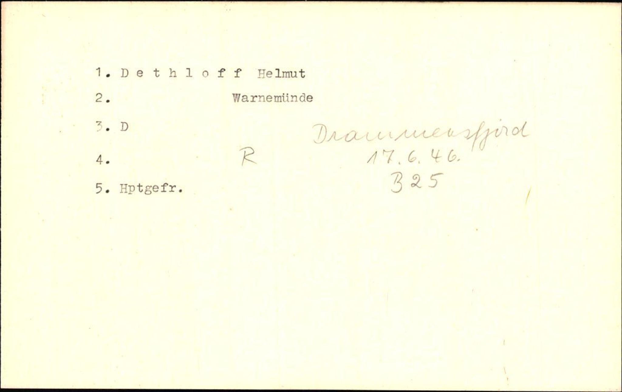Hjemsendte tyskere , RA/RAFA-6487/D/Db/L0009: Dethoff-Erfurth, 1945-1947, p. 1
