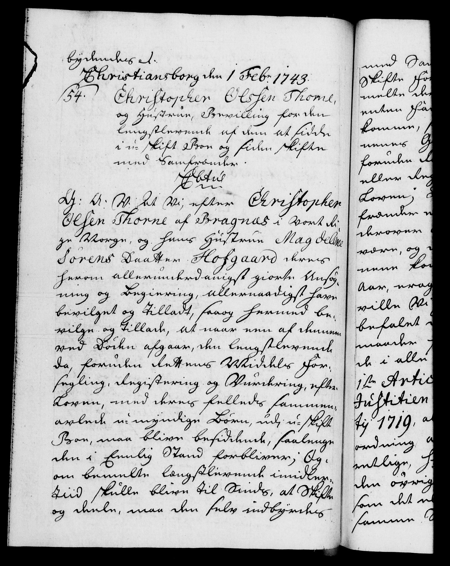 Danske Kanselli 1572-1799, AV/RA-EA-3023/F/Fc/Fca/Fcaa/L0033: Norske registre, 1743-1744, p. 37b