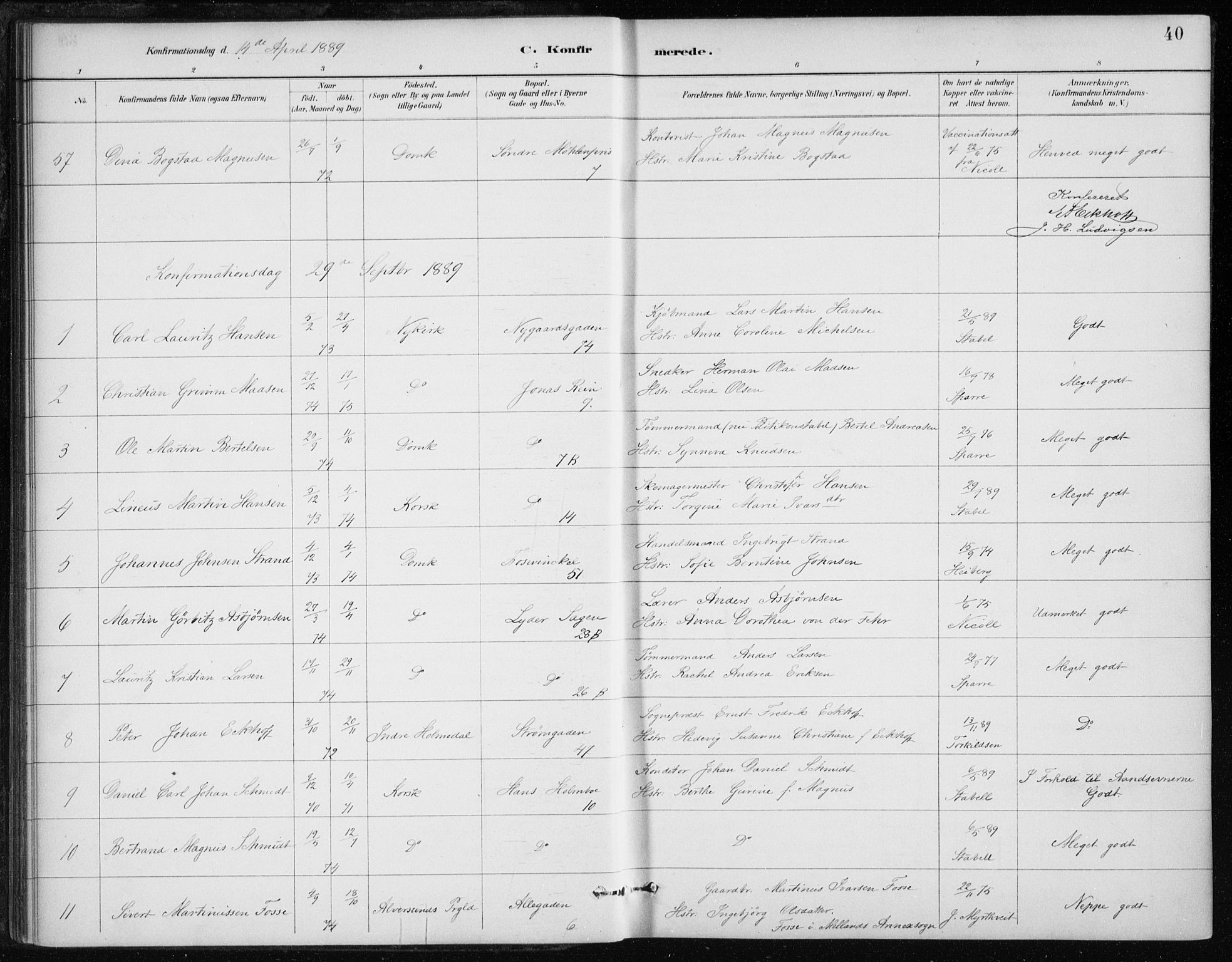 Johanneskirken sokneprestembete, AV/SAB-A-76001/H/Haa/L0008: Parish register (official) no. C 1, 1885-1907, p. 40