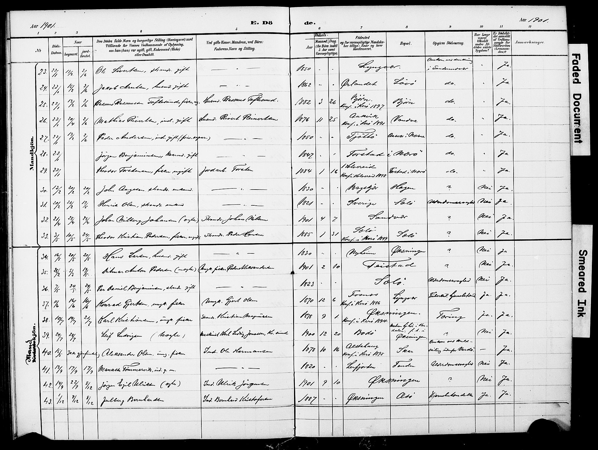 Ministerialprotokoller, klokkerbøker og fødselsregistre - Nordland, AV/SAT-A-1459/834/L0514: Parish register (copy) no. 834C05, 1893-1901