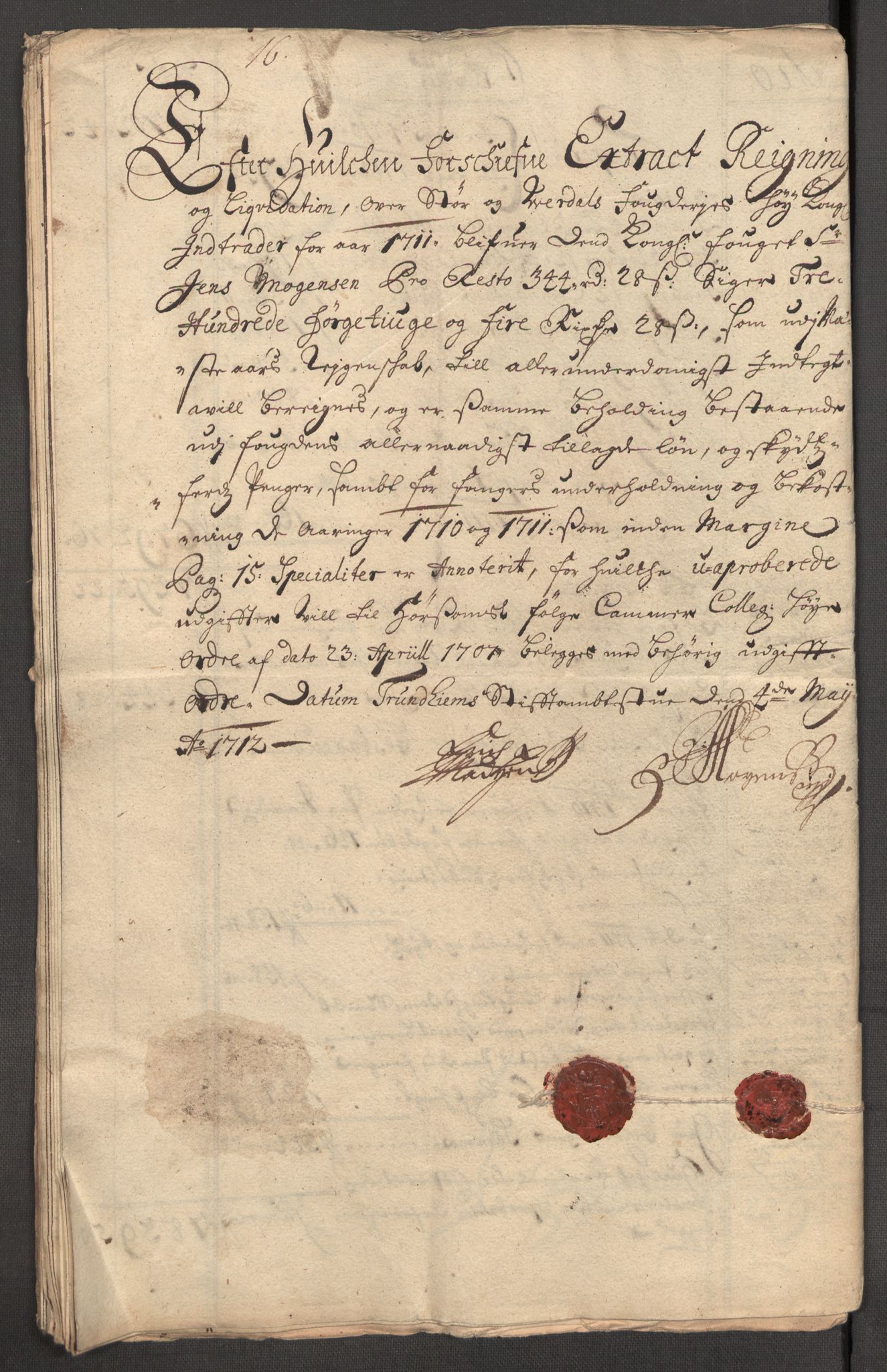 Rentekammeret inntil 1814, Reviderte regnskaper, Fogderegnskap, AV/RA-EA-4092/R62/L4201: Fogderegnskap Stjørdal og Verdal, 1711, p. 19