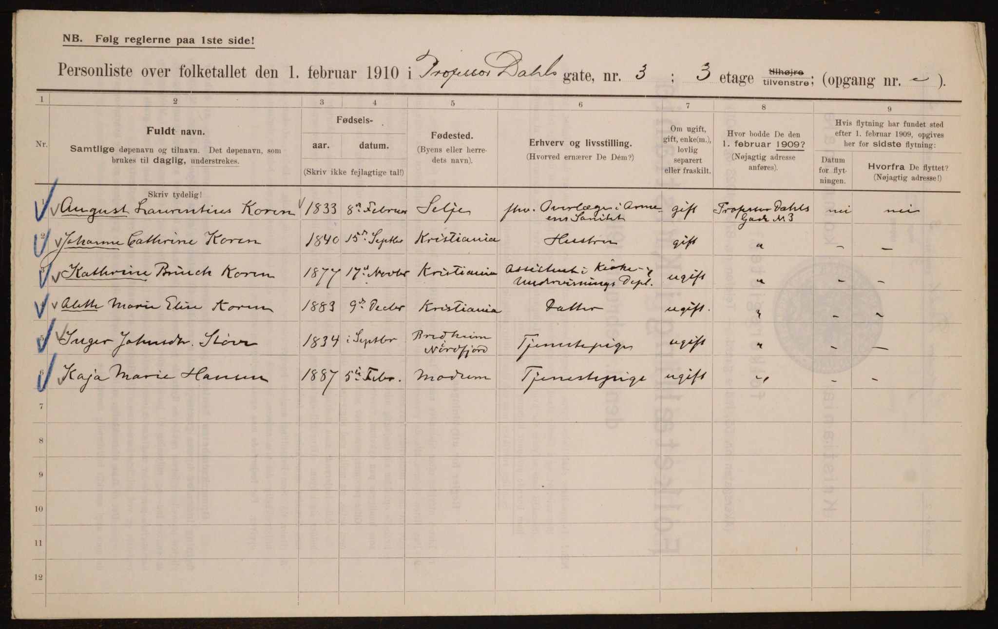 OBA, Municipal Census 1910 for Kristiania, 1910, p. 77867