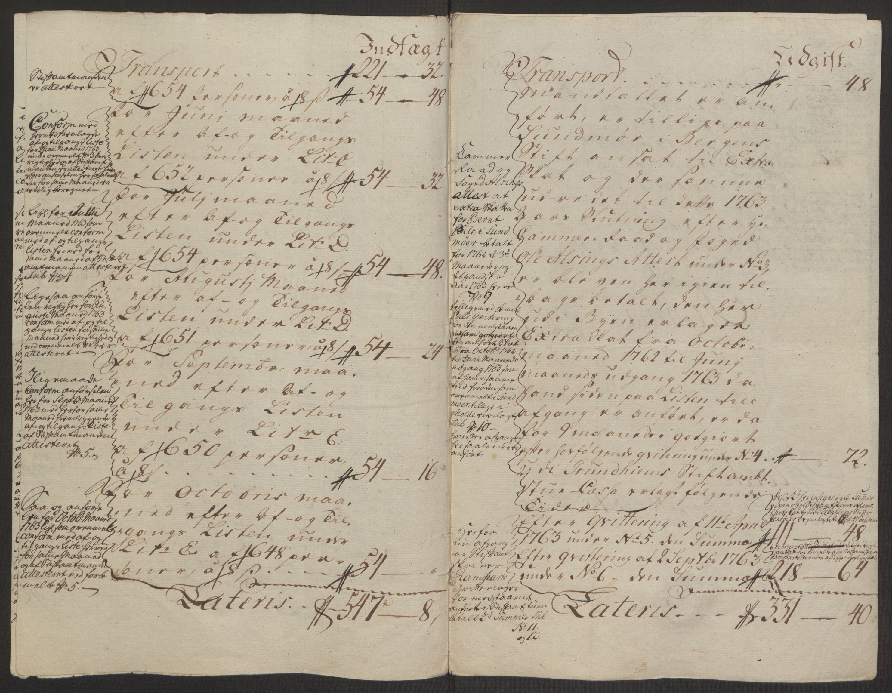 Rentekammeret inntil 1814, Reviderte regnskaper, Byregnskaper, AV/RA-EA-4066/R/Rq/L0487/0004: [Q1] Kontribusjonsregnskap / Ekstraskatt, 1762-1772, p. 34