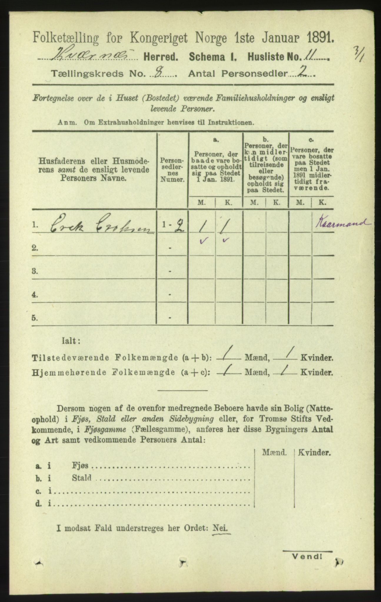 RA, 1891 census for 1553 Kvernes, 1891, p. 3467