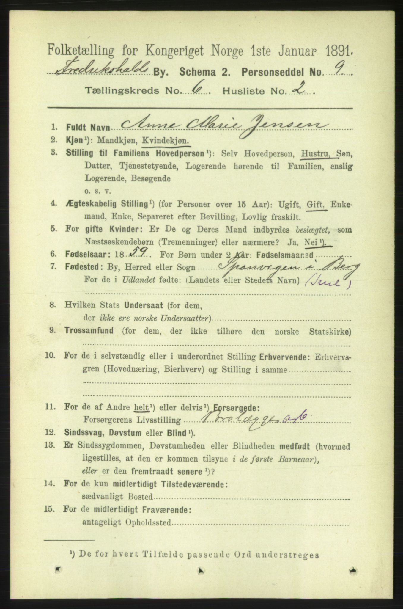 RA, 1891 census for 0101 Fredrikshald, 1891, p. 4472