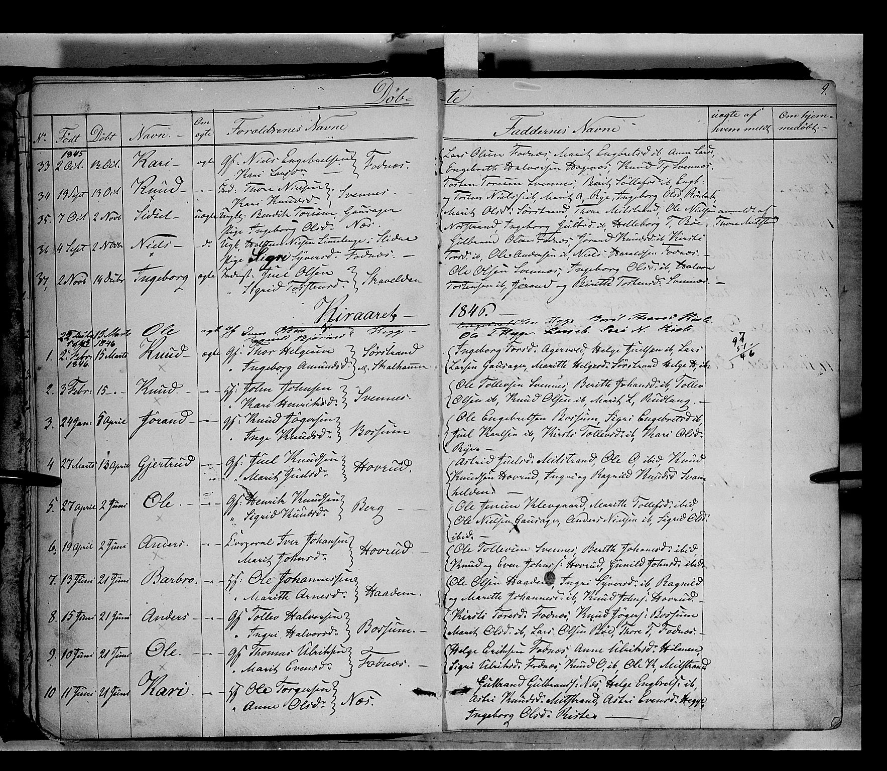Nord-Aurdal prestekontor, SAH/PREST-132/H/Ha/Haa/L0005: Parish register (official) no. 5, 1842-1863, p. 9
