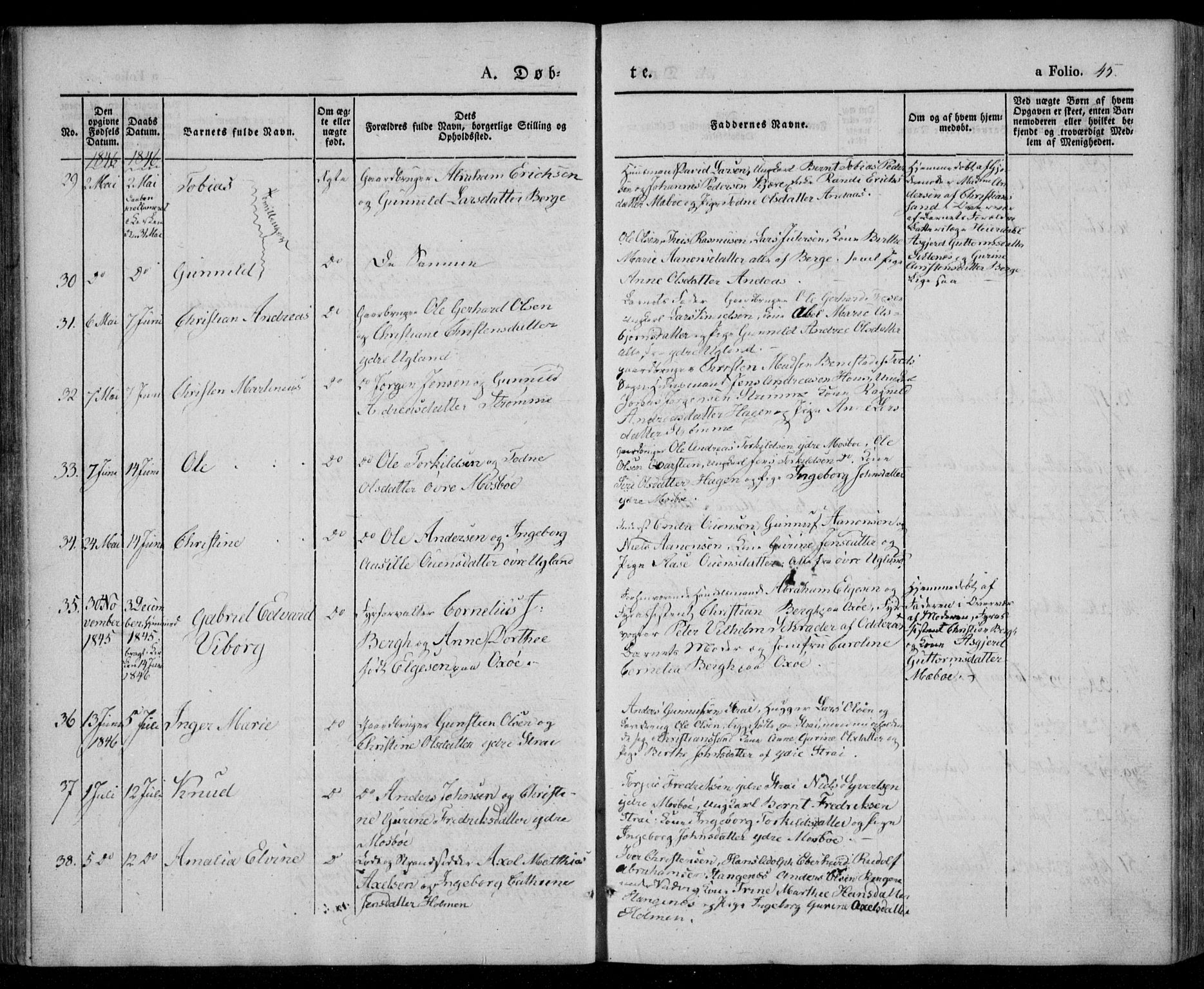 Oddernes sokneprestkontor, SAK/1111-0033/F/Fa/Faa/L0006: Parish register (official) no. A 6, 1838-1851, p. 45