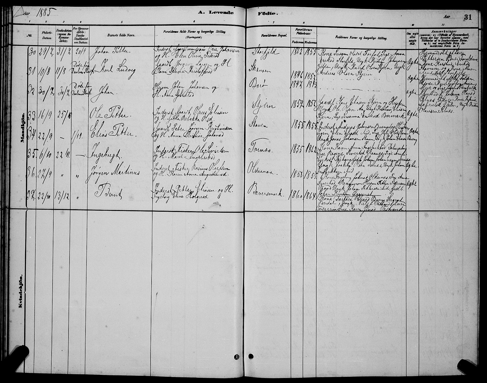 Ministerialprotokoller, klokkerbøker og fødselsregistre - Sør-Trøndelag, SAT/A-1456/655/L0687: Parish register (copy) no. 655C03, 1880-1898, p. 31