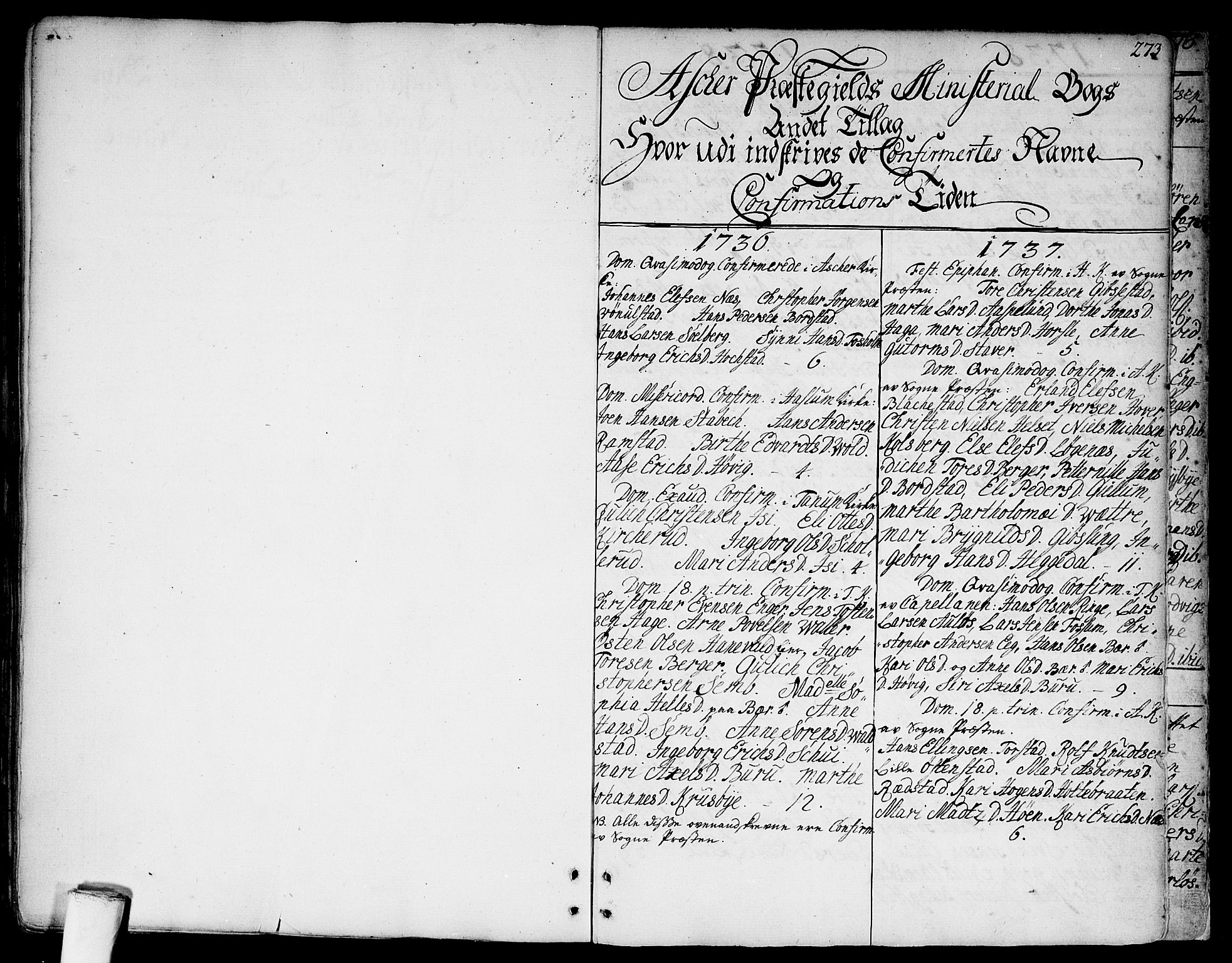 Asker prestekontor Kirkebøker, SAO/A-10256a/F/Fa/L0002: Parish register (official) no. I 2, 1733-1766, p. 273