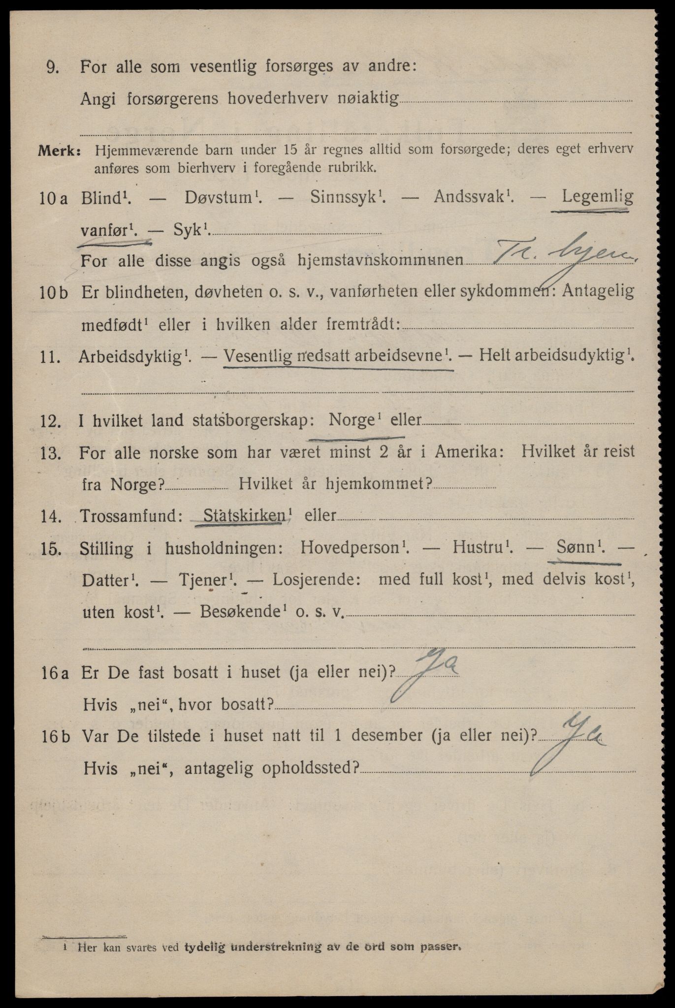 SAT, 1920 census for Trondheim, 1920, p. 94067