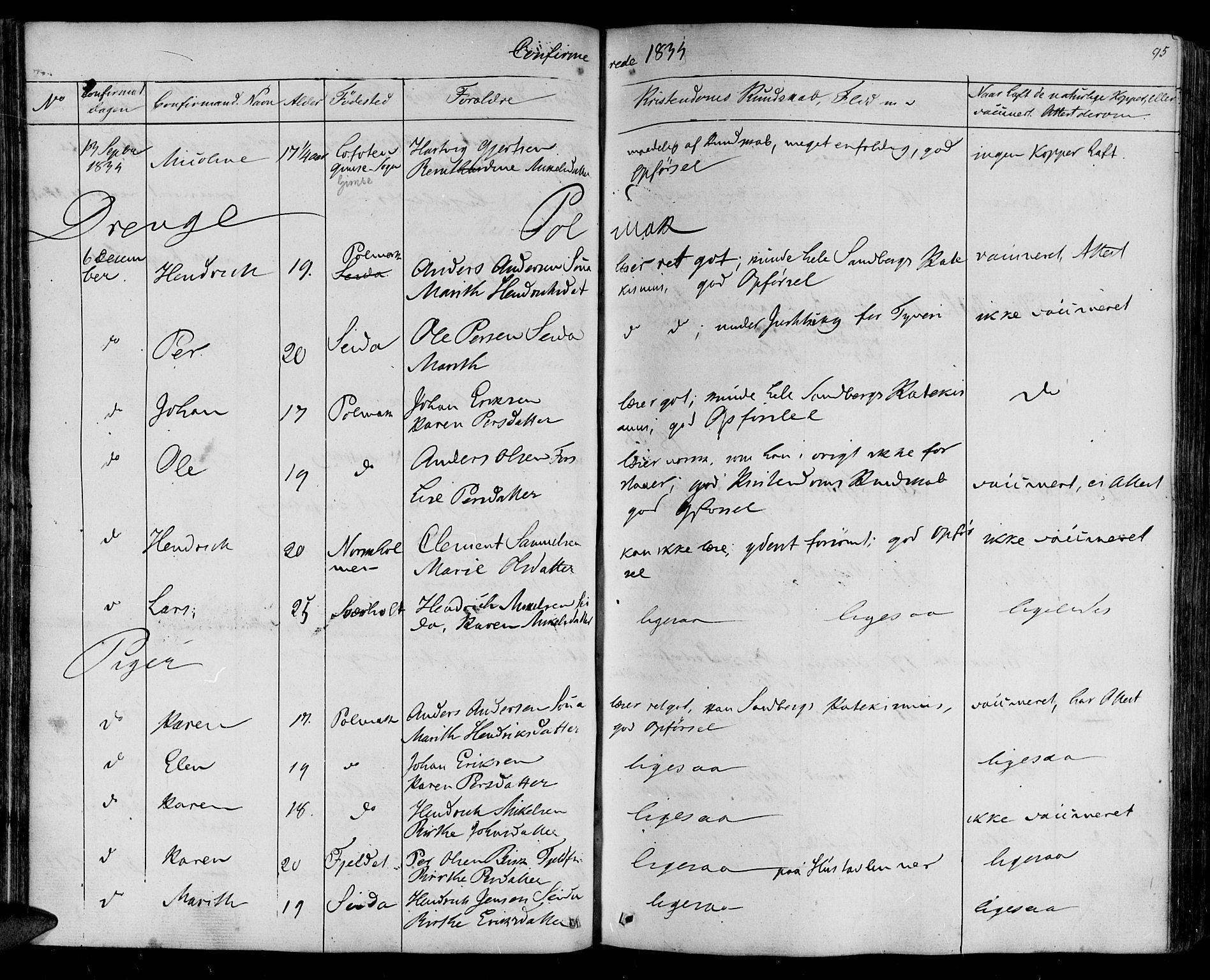 Lebesby sokneprestkontor, AV/SATØ-S-1353/H/Ha/L0003kirke: Parish register (official) no. 3, 1833-1852, p. 95