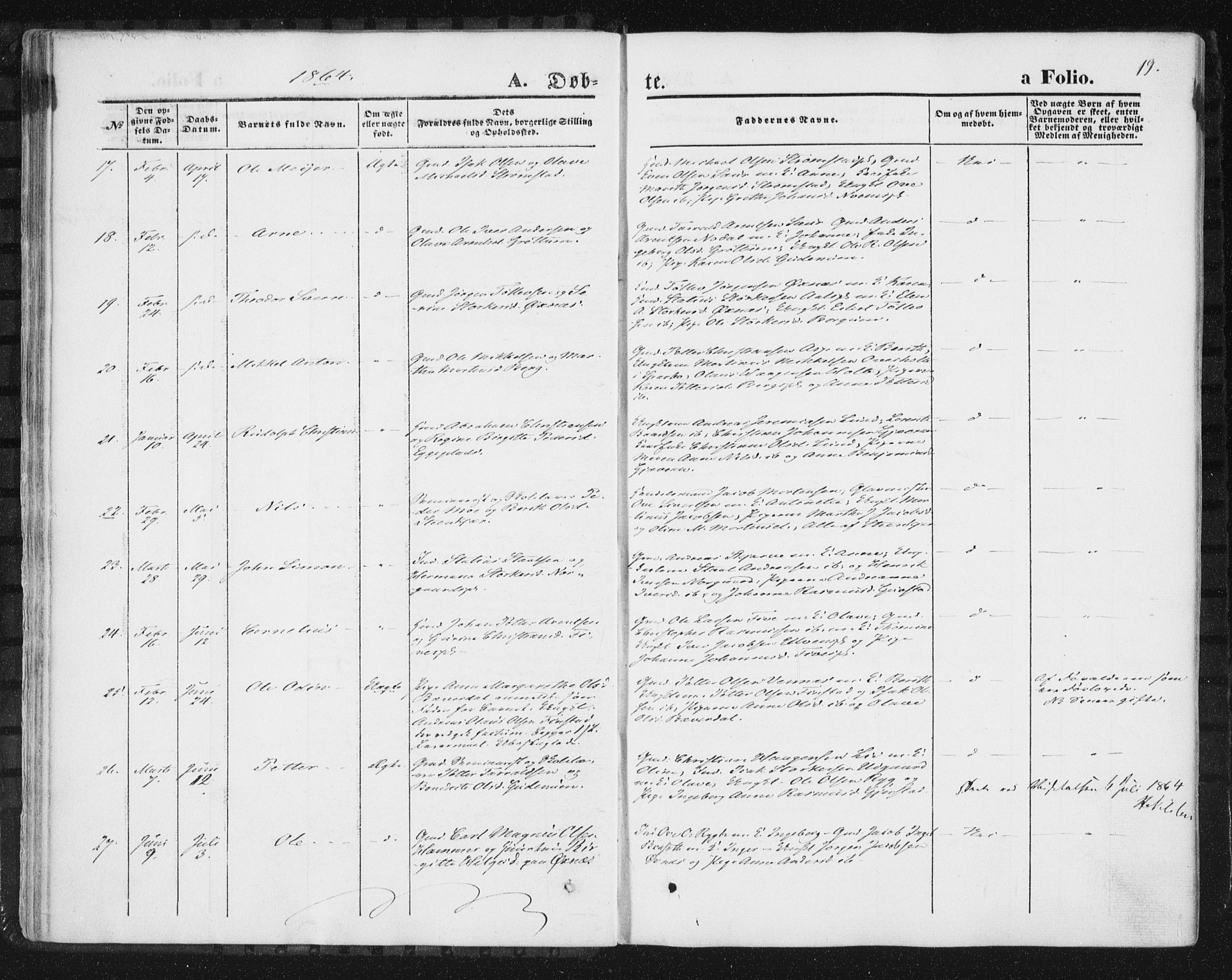 Ministerialprotokoller, klokkerbøker og fødselsregistre - Nord-Trøndelag, SAT/A-1458/746/L0447: Parish register (official) no. 746A06, 1860-1877, p. 19
