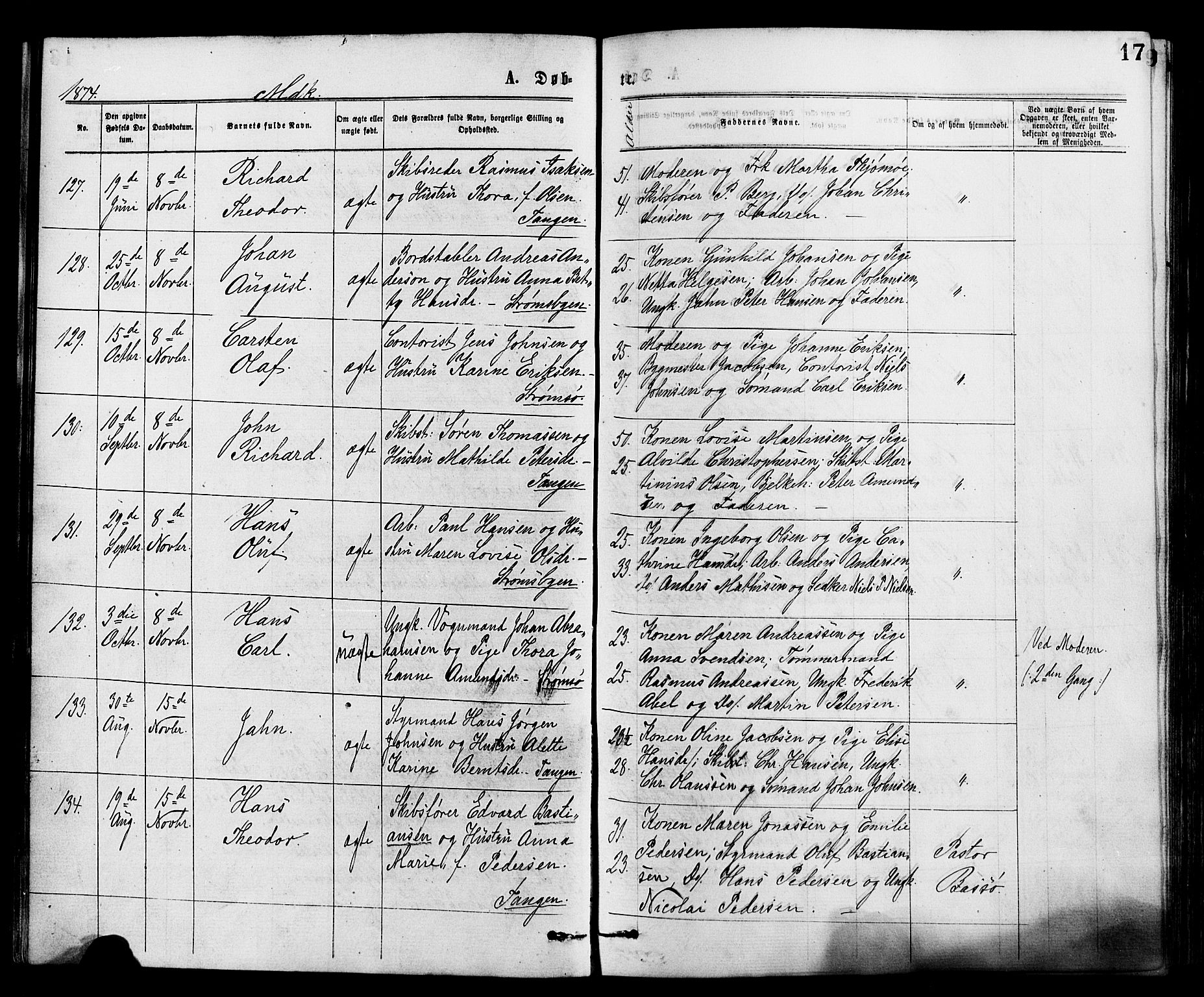 Strømsø kirkebøker, AV/SAKO-A-246/F/Fa/L0019: Parish register (official) no. I 19, 1874-1877, p. 17