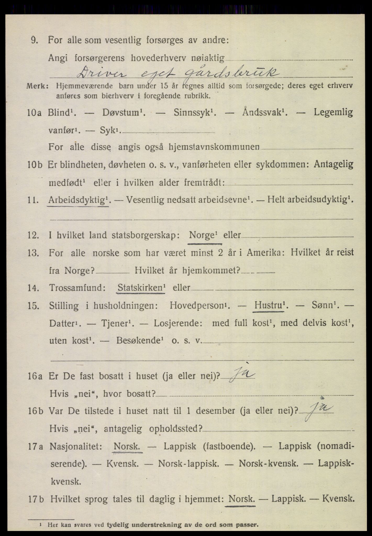 SAT, 1920 census for Sørfold, 1920, p. 6420