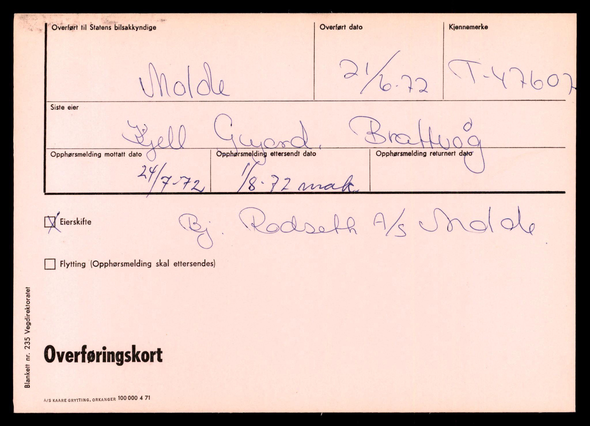 Møre og Romsdal vegkontor - Ålesund trafikkstasjon, AV/SAT-A-4099/F/Ff/L0010: Overførings-/henvisningskort T 47600 - T 49829, 1927-1998, p. 6