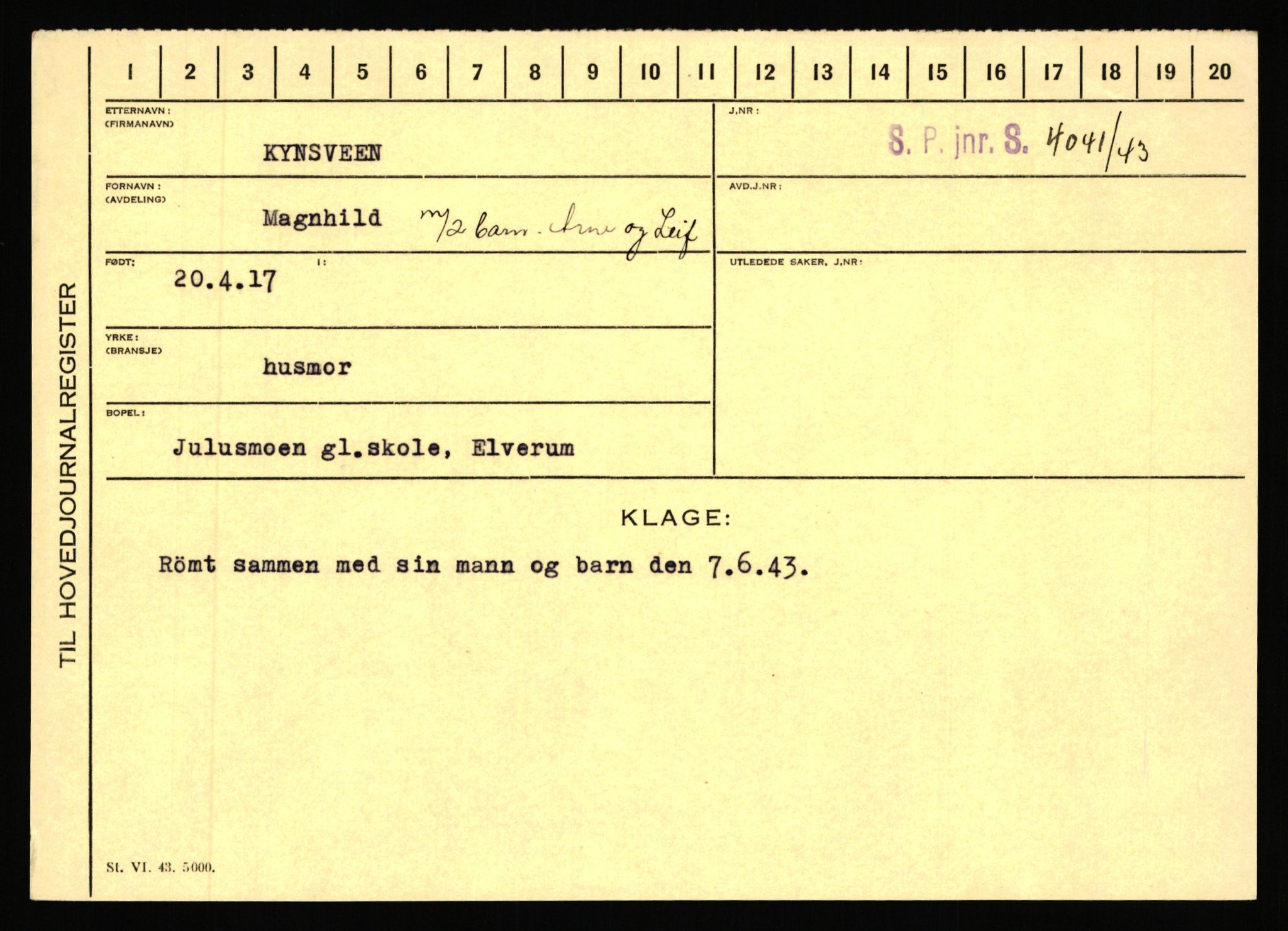 Statspolitiet - Hovedkontoret / Osloavdelingen, AV/RA-S-1329/C/Ca/L0009: Knutsen - Limstrand, 1943-1945, p. 2458