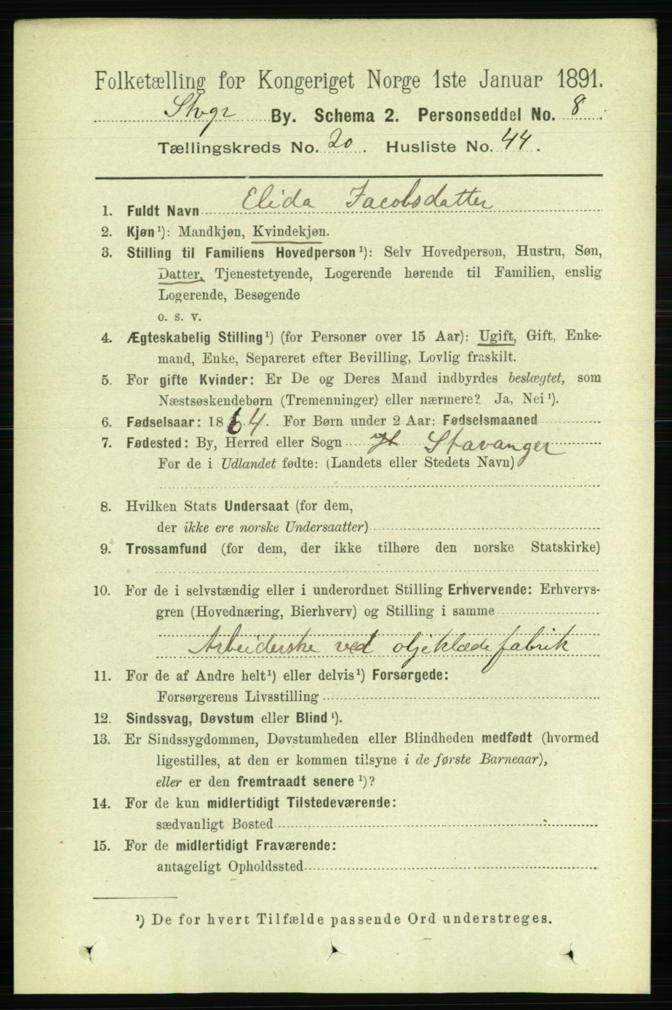 RA, 1891 census for 1103 Stavanger, 1891, p. 23417