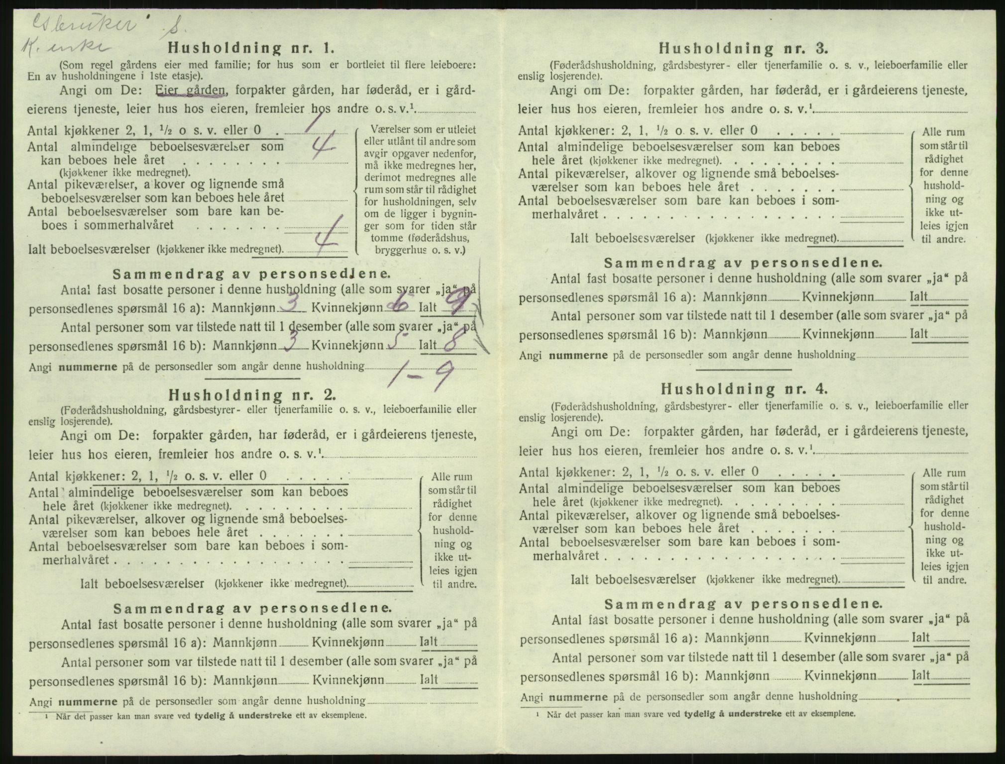 SAK, 1920 census for Vegusdal, 1920, p. 262