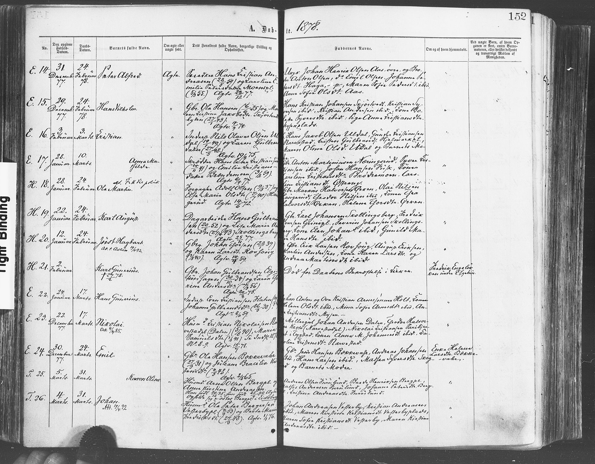 Eidsberg prestekontor Kirkebøker, AV/SAO-A-10905/F/Fa/L0011: Parish register (official) no. I 11, 1867-1878, p. 152