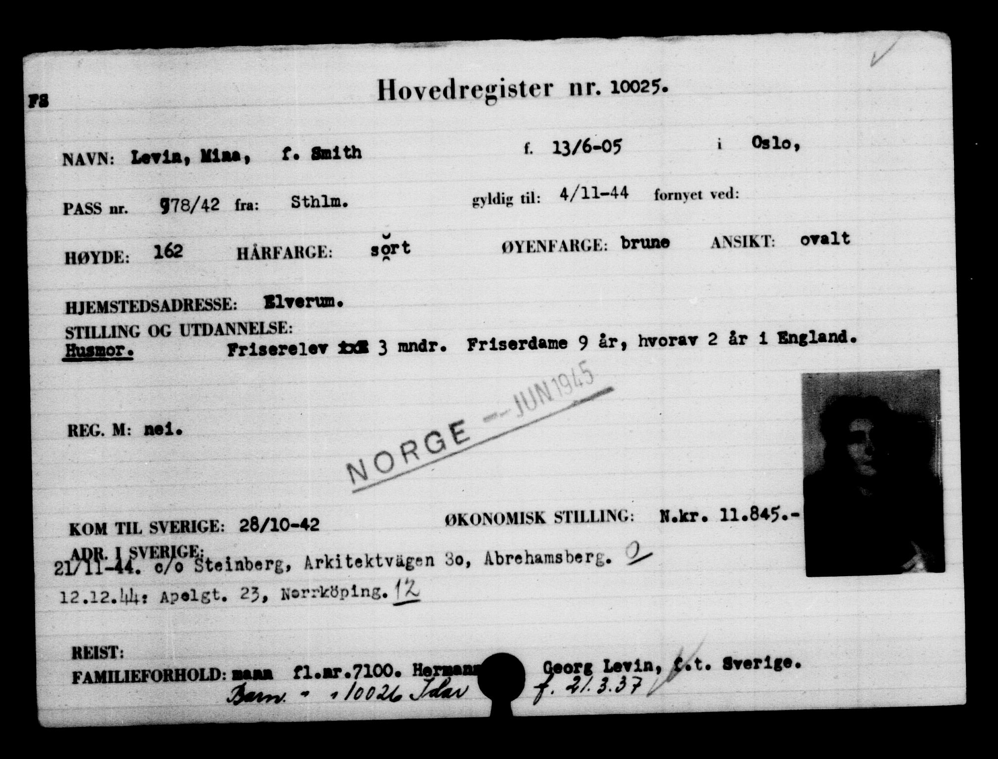 Utenriksstasjonene, Legasjonen i Stockholm, Flyktningkontoret, AV/RA-S-6753/V/Va/L0006: Kjesäterkartoteket, flyktninger med registreringsnr. 9400-12711, 1940-1945, p. 712