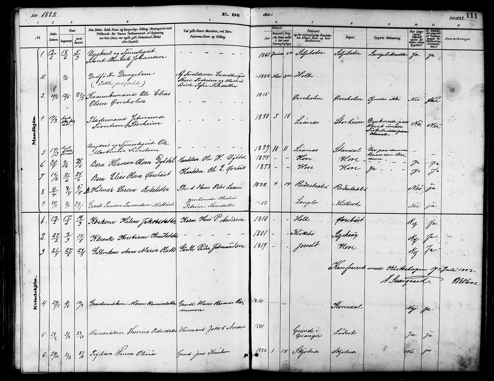 Ministerialprotokoller, klokkerbøker og fødselsregistre - Møre og Romsdal, AV/SAT-A-1454/521/L0302: Parish register (copy) no. 521C03, 1882-1907, p. 111