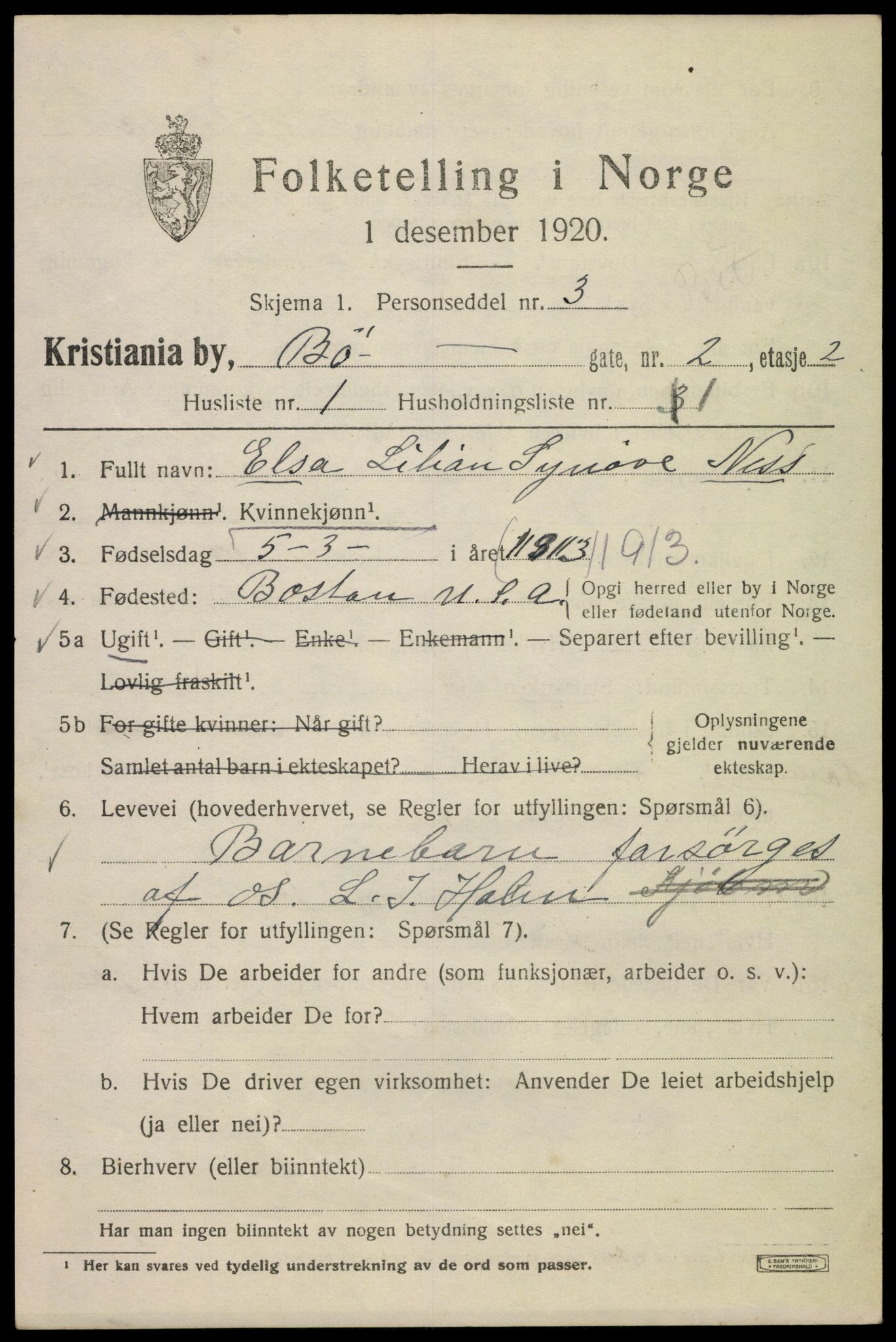 SAO, 1920 census for Kristiania, 1920, p. 180759