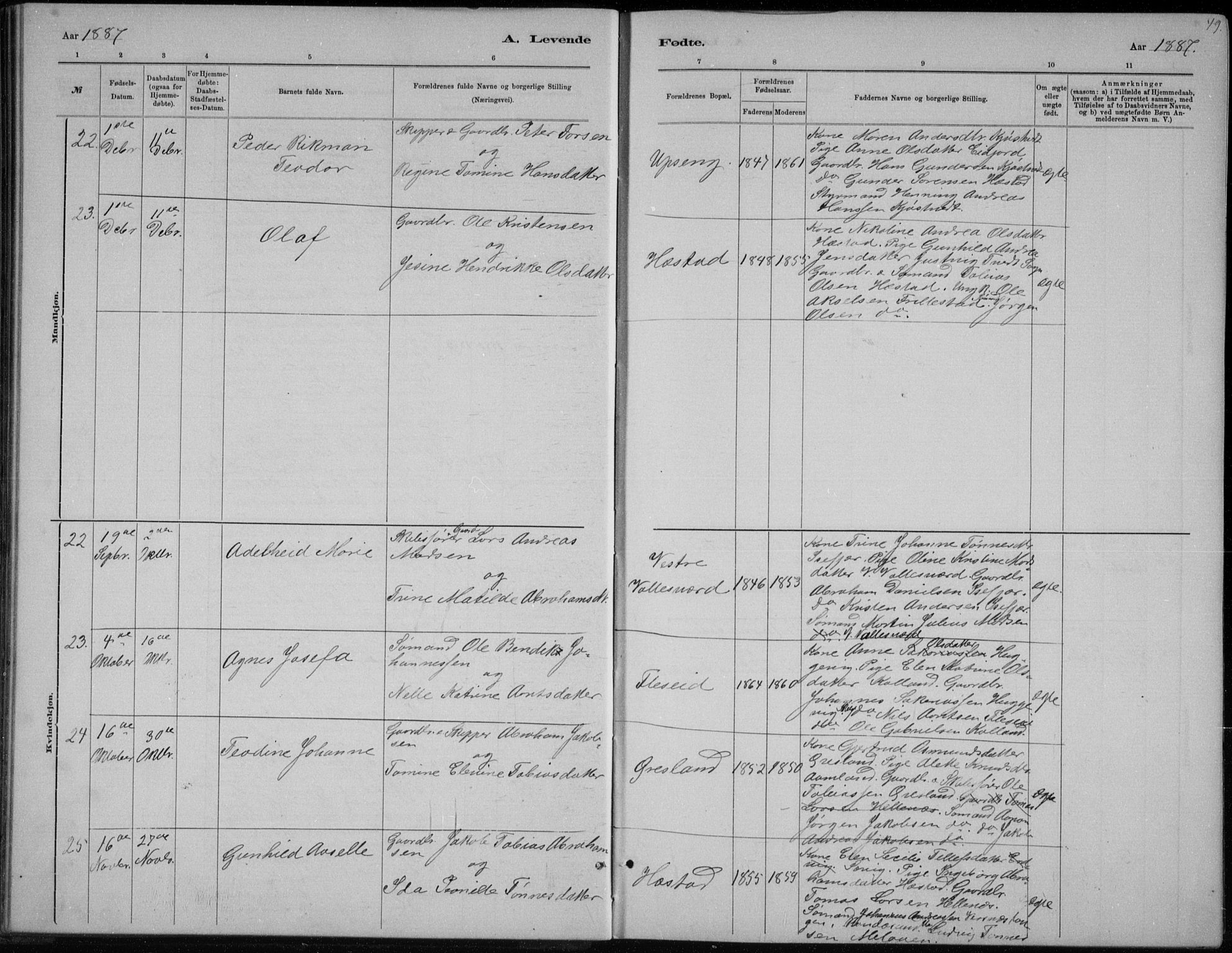 Høvåg sokneprestkontor, AV/SAK-1111-0025/F/Fb/L0004: Parish register (copy) no. B 4, 1883-1898, p. 49