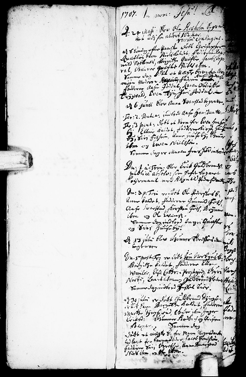 Aurskog prestekontor Kirkebøker, SAO/A-10304a/F/Fa/L0001: Parish register (official) no. I 1, 1707-1735, p. 1