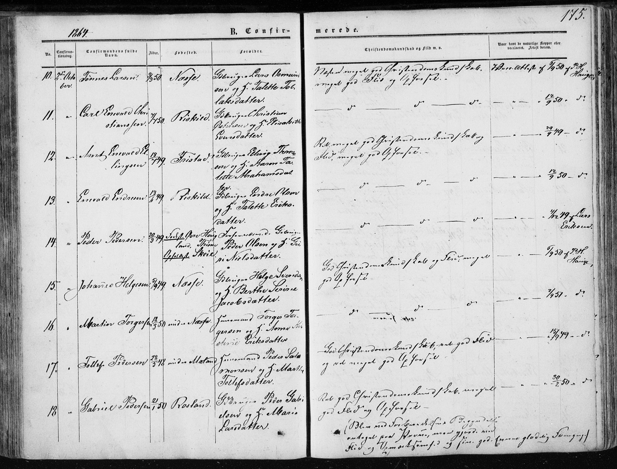 Klepp sokneprestkontor, AV/SAST-A-101803/001/3/30BA/L0005: Parish register (official) no. A 5, 1853-1870, p. 175