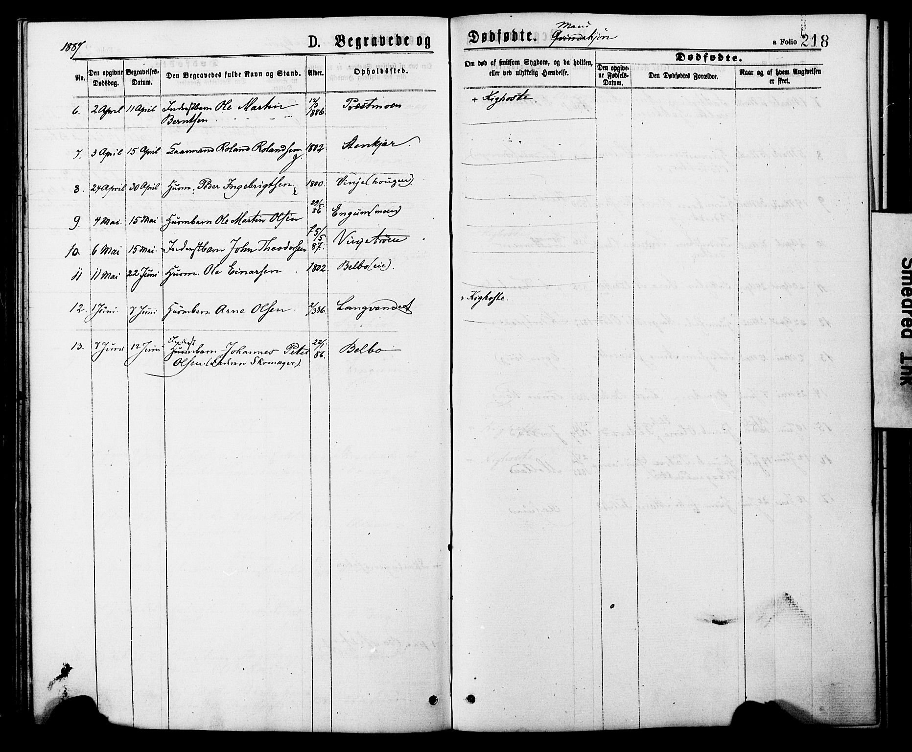 Ministerialprotokoller, klokkerbøker og fødselsregistre - Nord-Trøndelag, SAT/A-1458/749/L0473: Parish register (official) no. 749A07, 1873-1887, p. 218