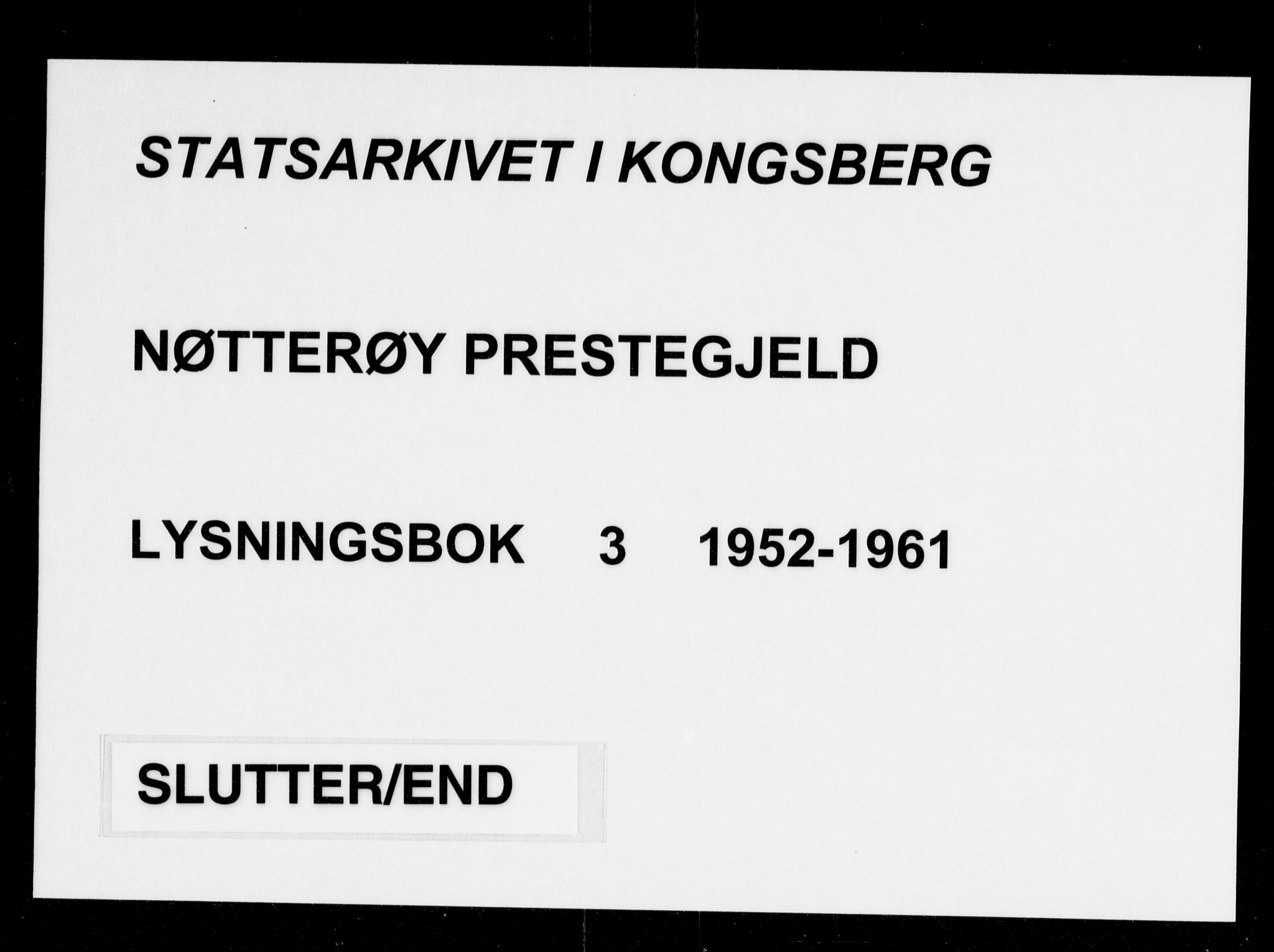 Nøtterøy kirkebøker, AV/SAKO-A-354/H/Ha/L0003: Banns register no. 3, 1952-1961