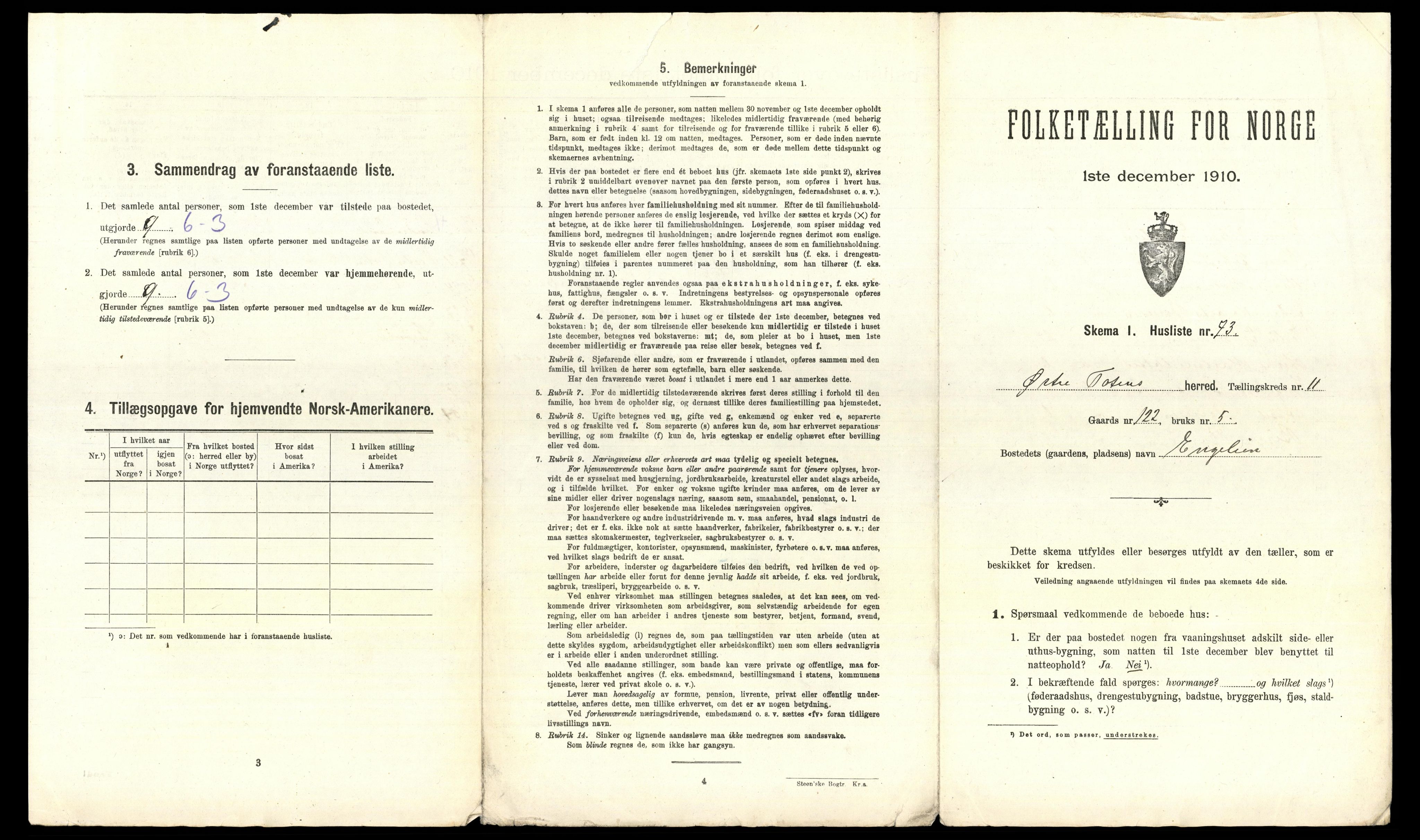 RA, 1910 census for Østre Toten, 1910, p. 3077