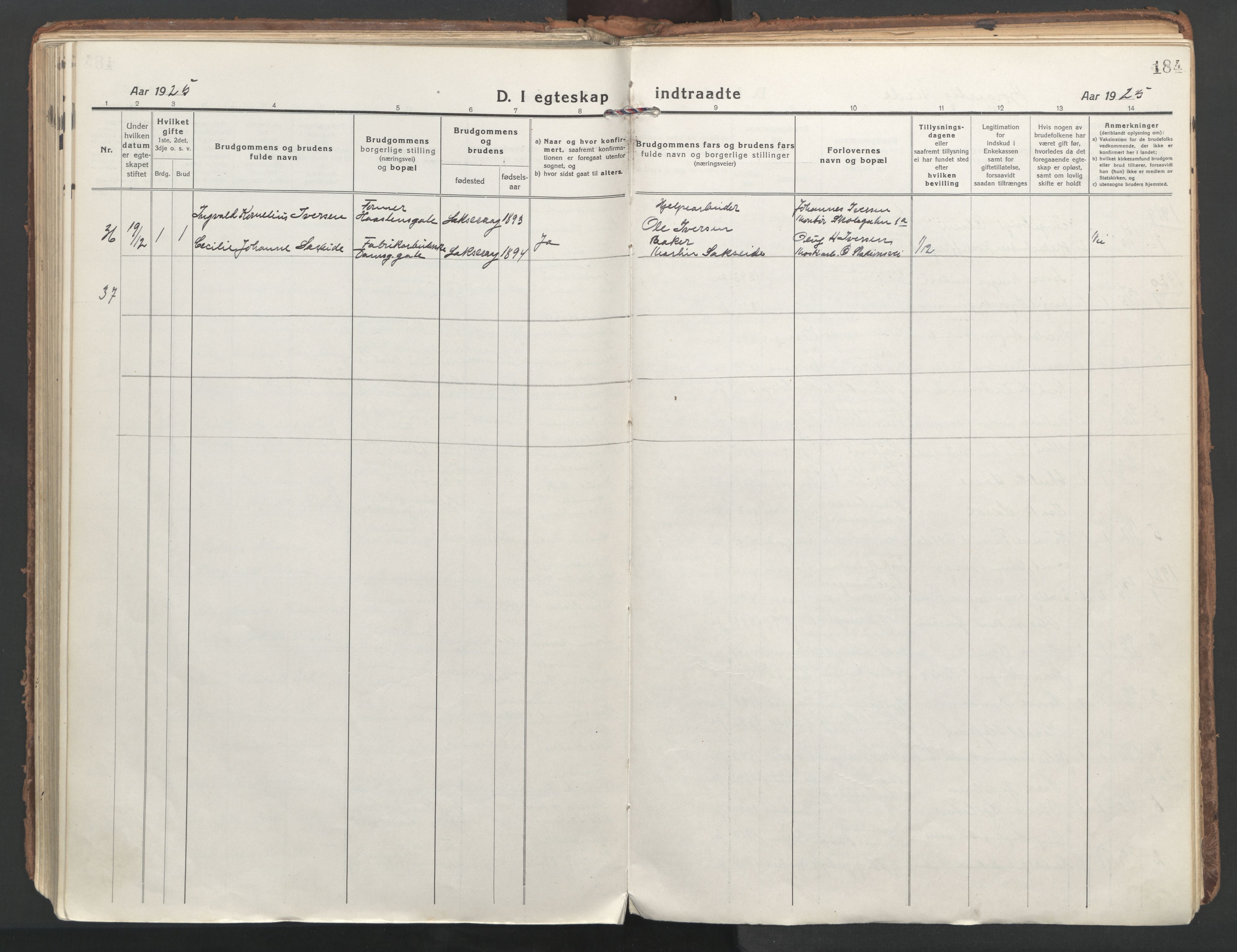 Laksevåg Sokneprestembete, AV/SAB-A-76501/H/Ha/Haa/Haaa/L0002: Parish register (official) no. A 2, 1917-1927, p. 184