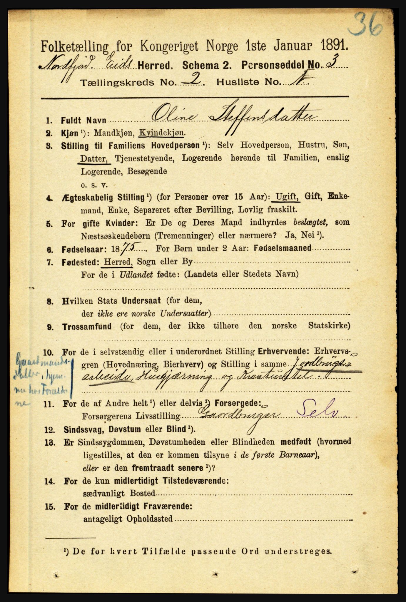 RA, 1891 census for 1443 Eid, 1891, p. 312