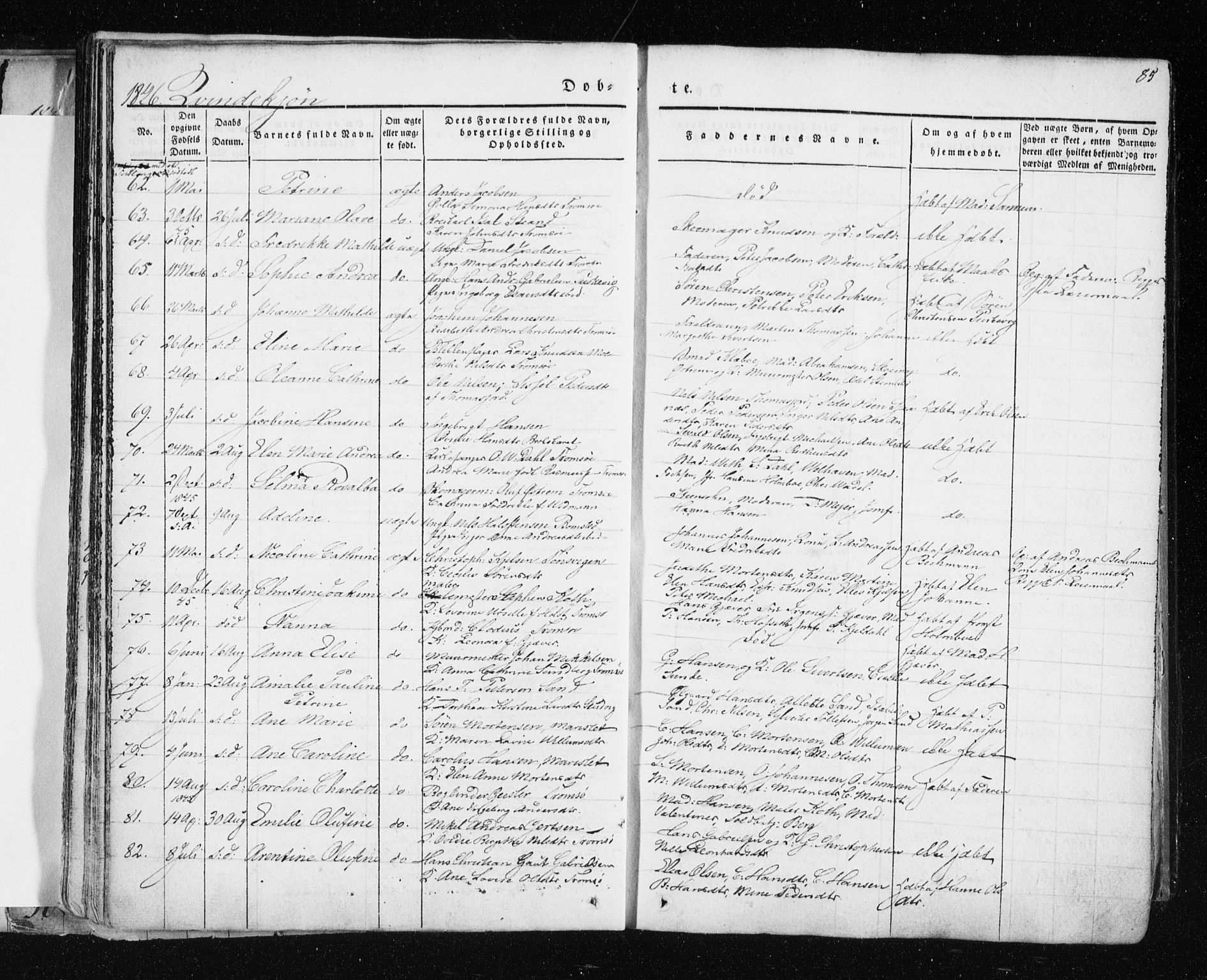 Tromsø sokneprestkontor/stiftsprosti/domprosti, SATØ/S-1343/G/Ga/L0009kirke: Parish register (official) no. 9, 1837-1847, p. 85