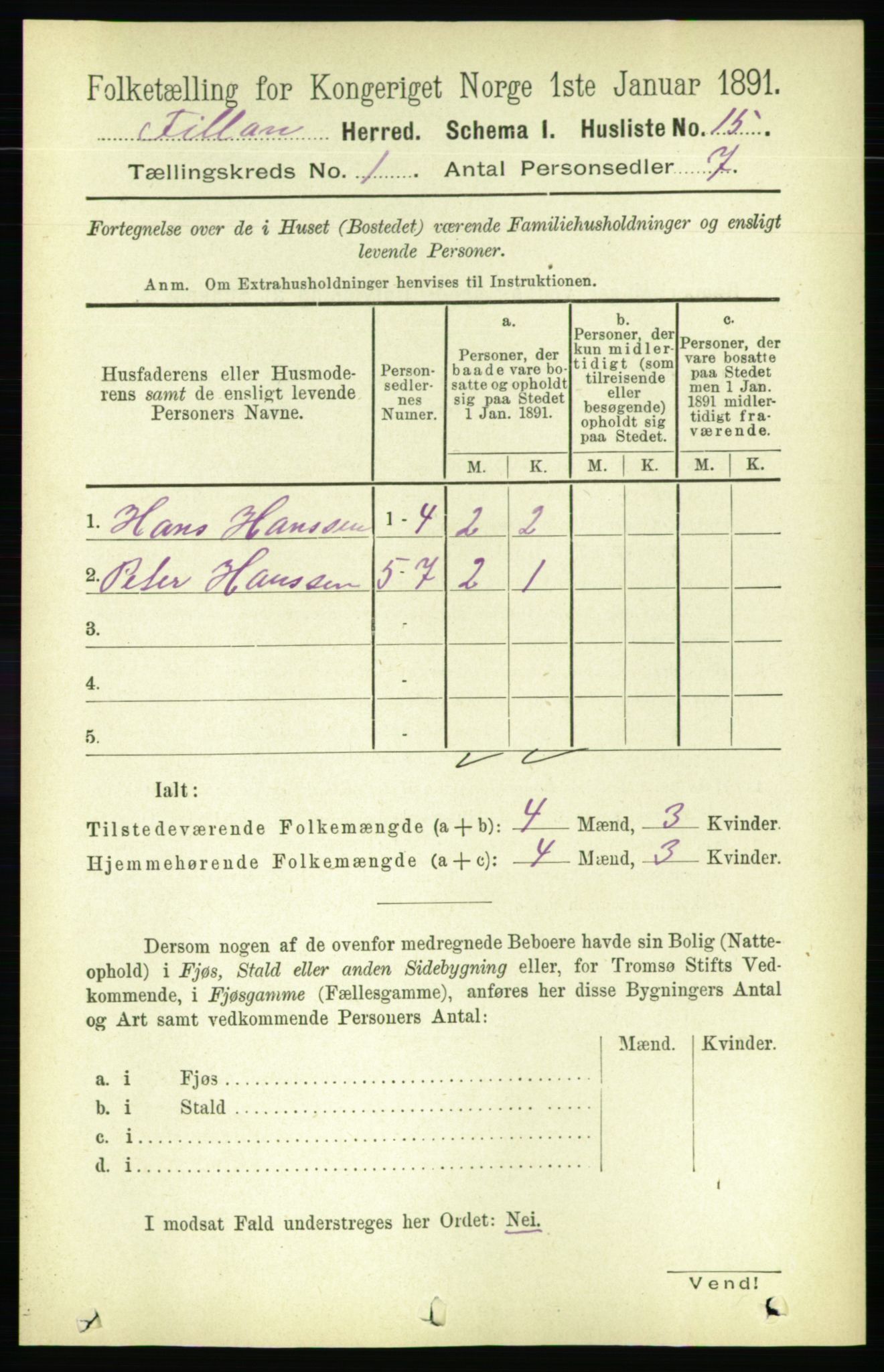 RA, 1891 census for 1616 Fillan, 1891, p. 43