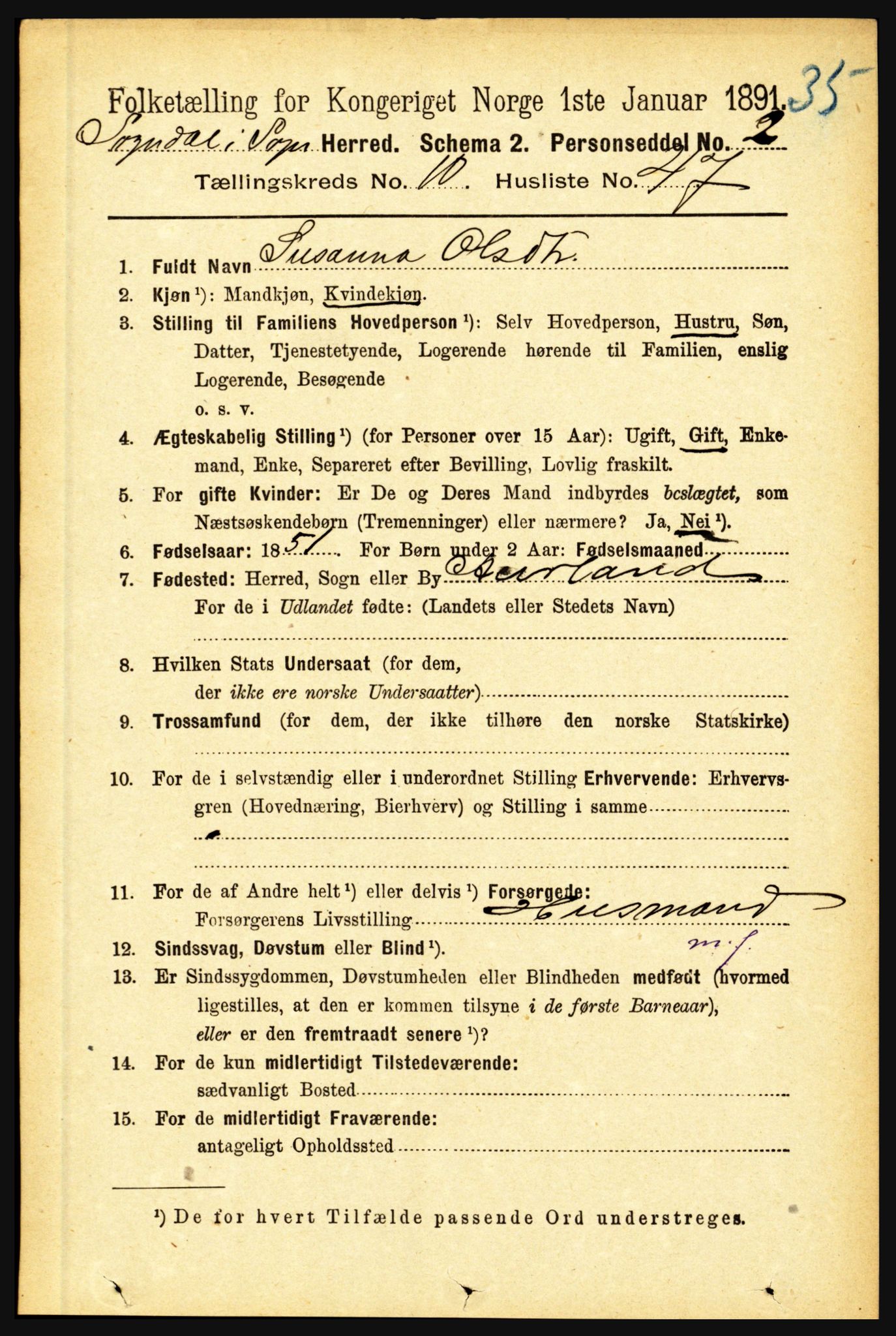 RA, 1891 census for 1420 Sogndal, 1891, p. 4234