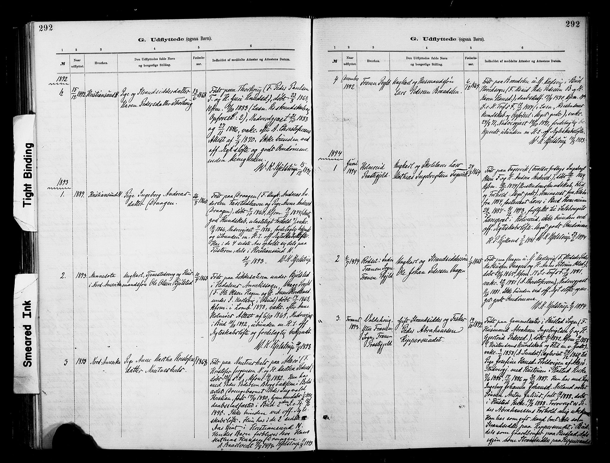 Ministerialprotokoller, klokkerbøker og fødselsregistre - Møre og Romsdal, SAT/A-1454/566/L0769: Parish register (official) no. 566A08, 1881-1903, p. 292