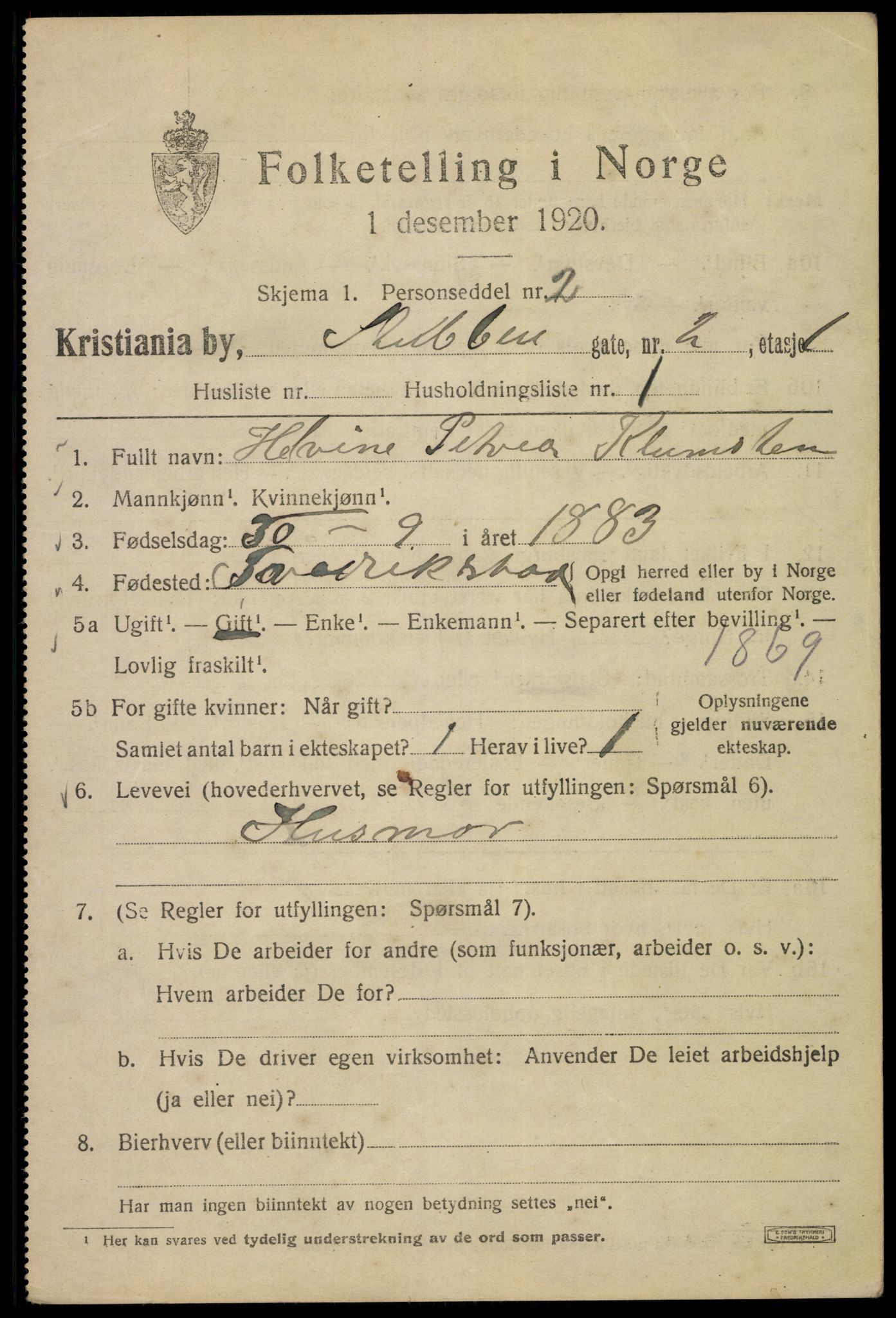 SAO, 1920 census for Kristiania, 1920, p. 553153